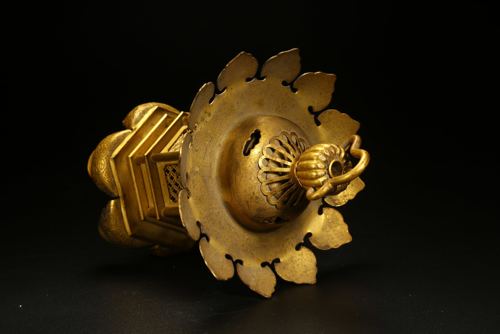 A GILT BRONZE STUPA - 7