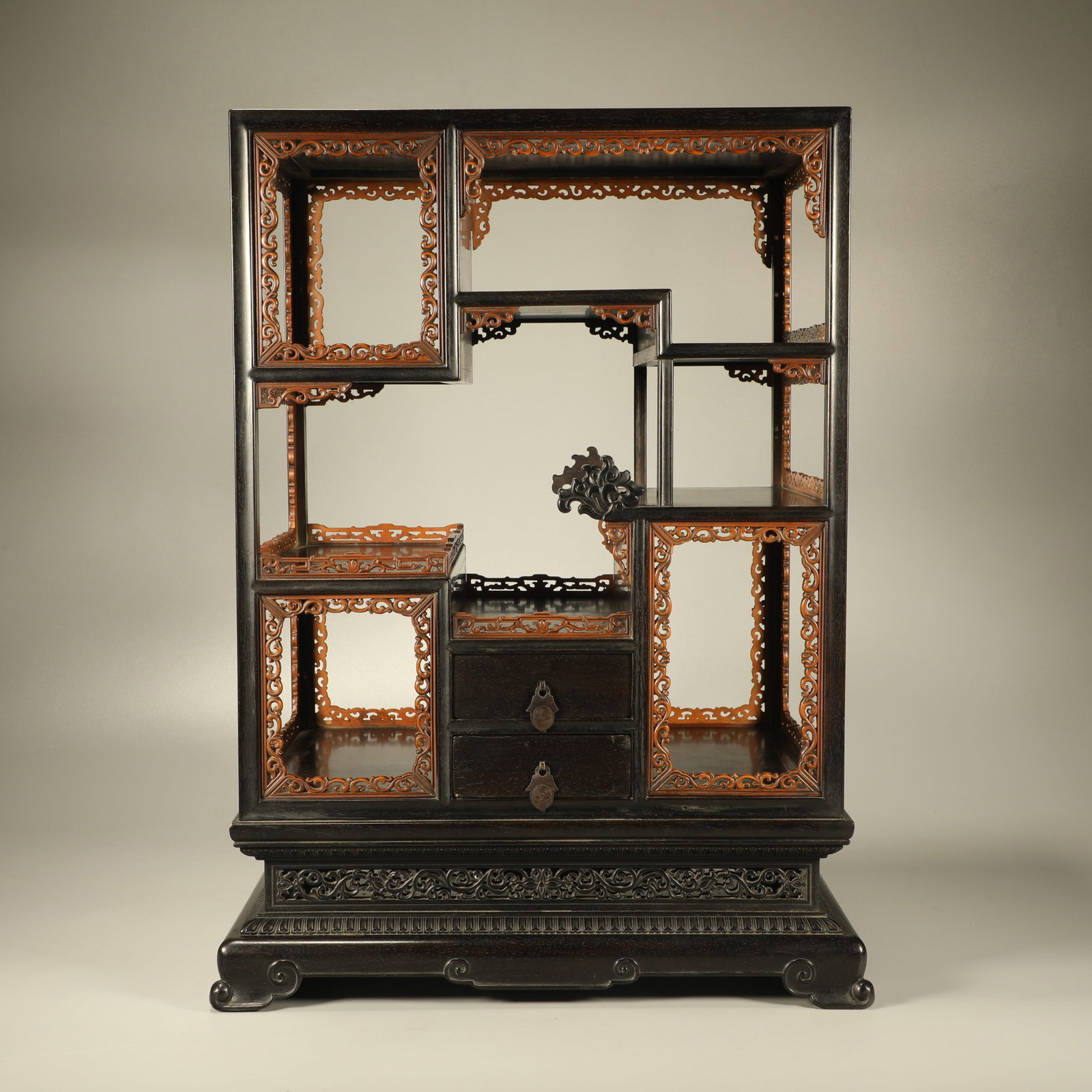 A RED SANDALWOOD TREASURE CABINET INLAID WITH BOXWOOD (1 of 6)