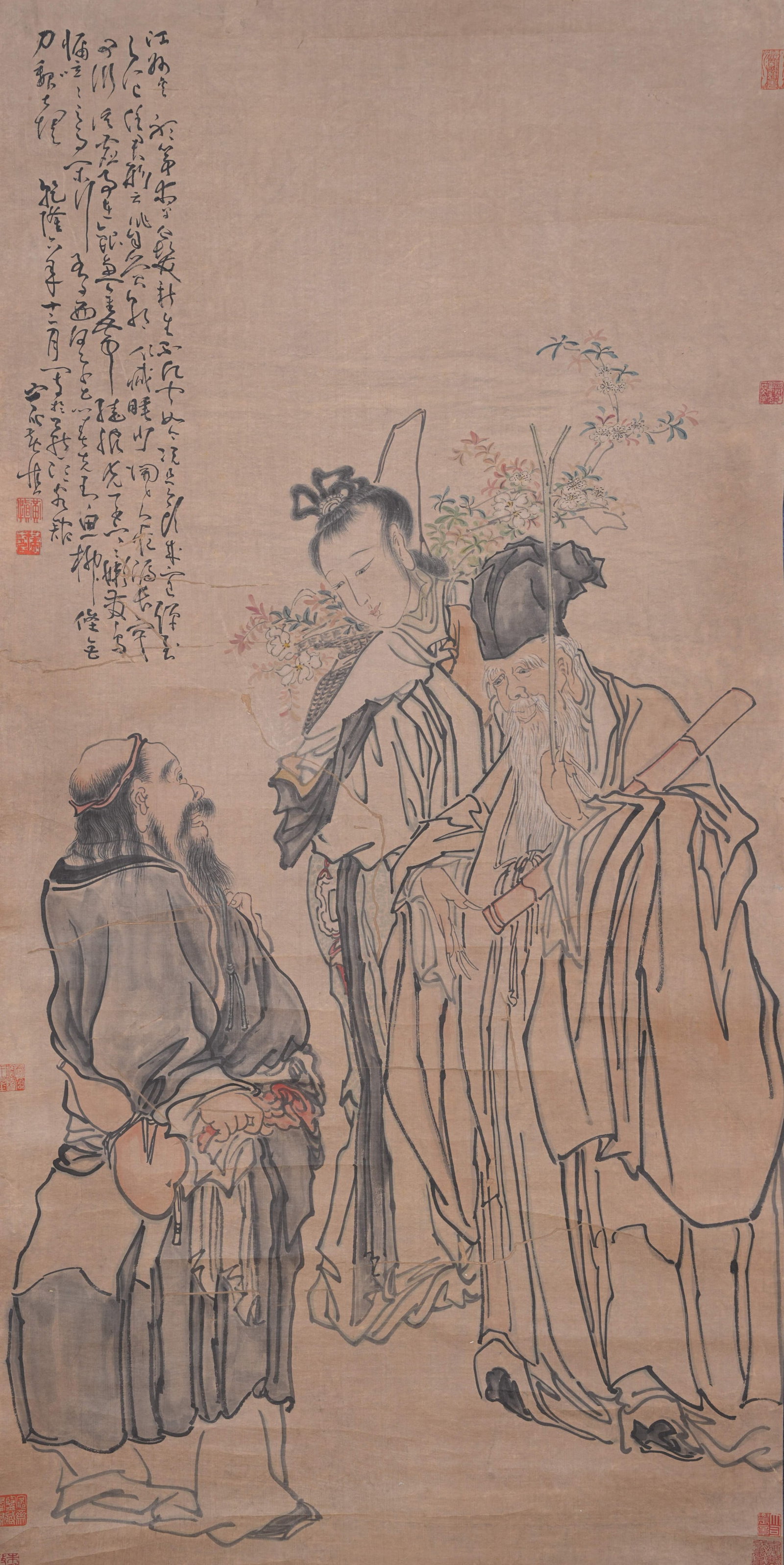 A FIGURE PAINTING ON PAPER BY HUANG SHEN.黃慎: Figure Painting on Paper by Huang Shen.黃慎