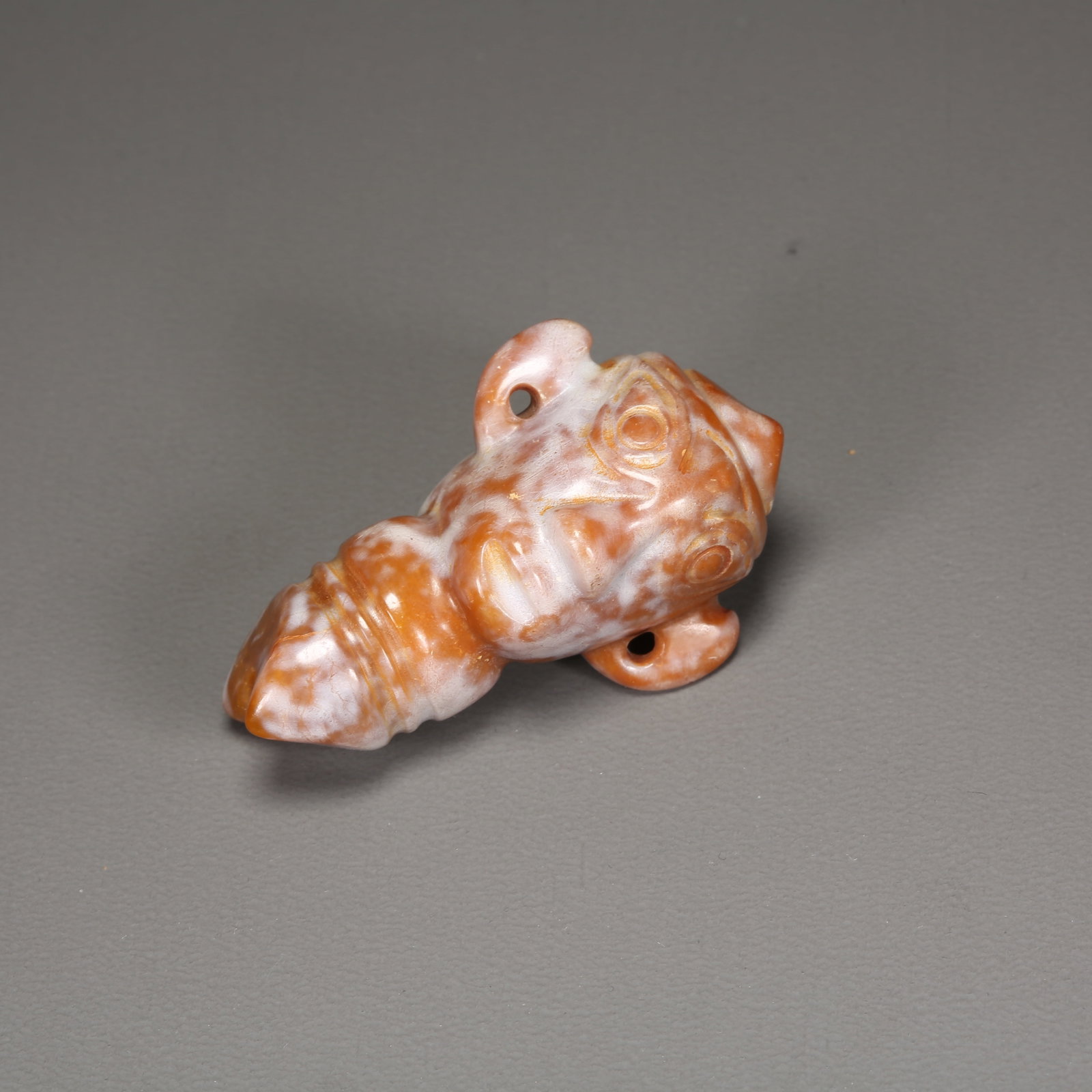 A ANCIENT SHIJIAHE CULTURE JADE DIVINE FACE PENDANT: Ancient Shijiahe Culture Jade Divine Face Pendant