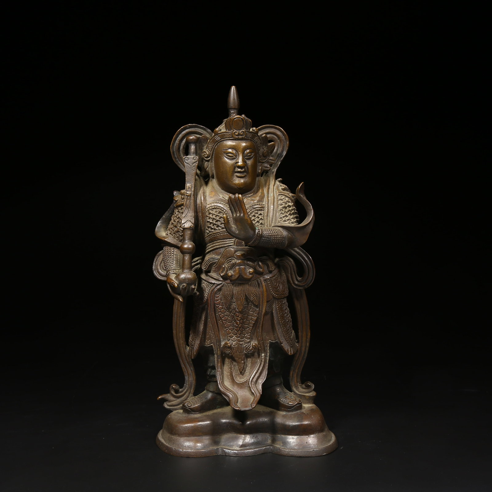 A STANDING BRONZE STATUE OF WEI TUO (1 of 8)