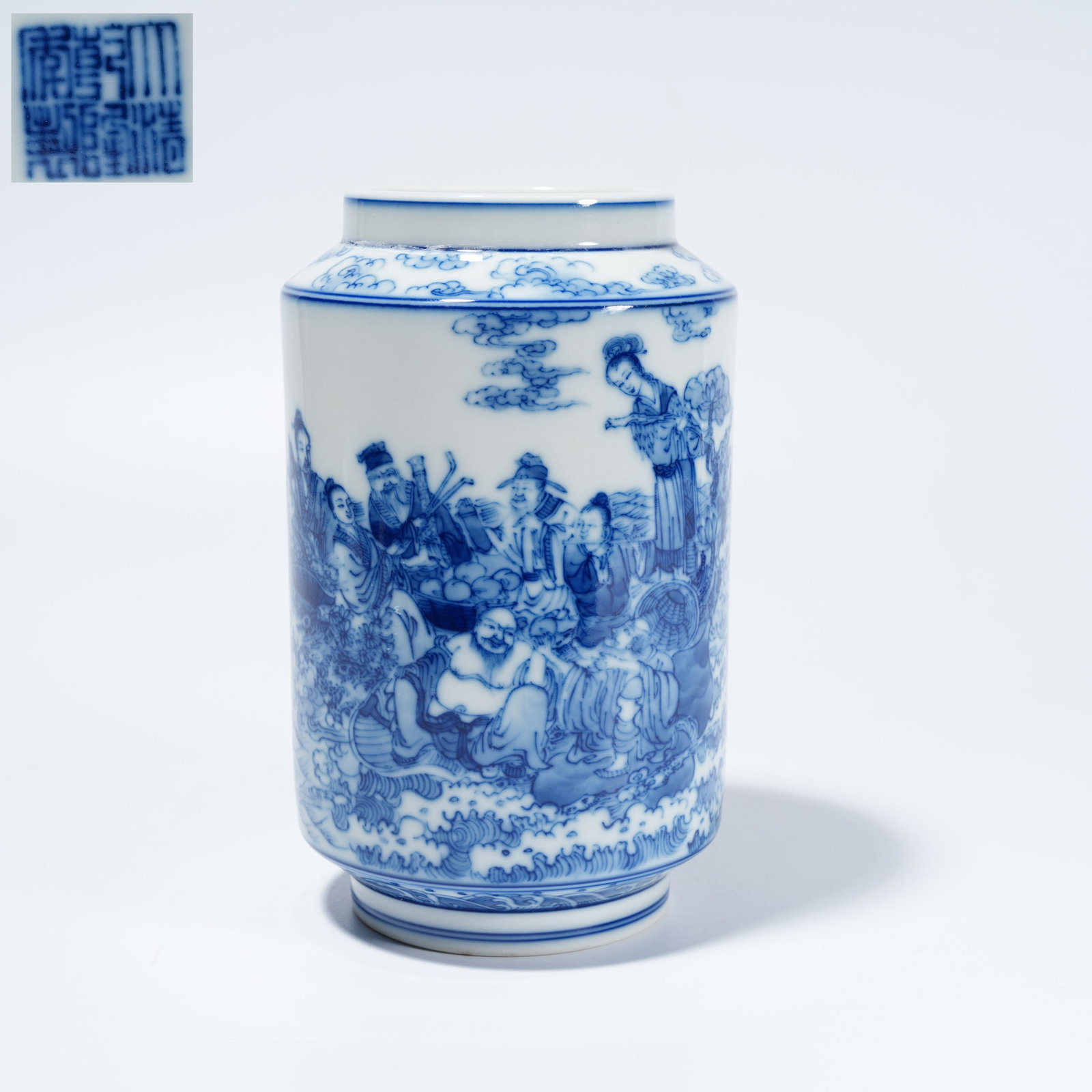A BLUE-AND-WHITE VASE WITH EIGHT IMMORTALS CROSSING THE SEA MOTIF (1 of 9)