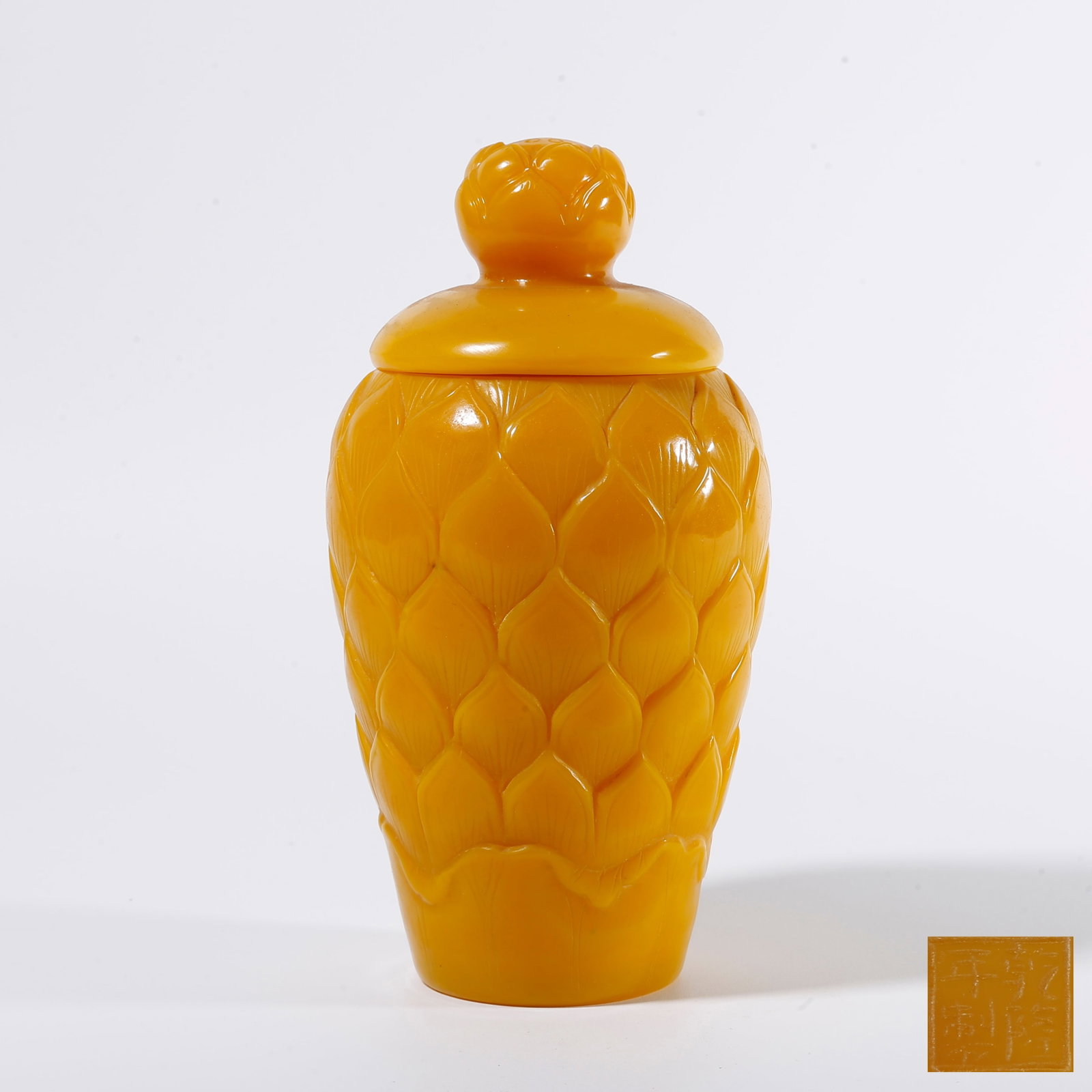 A GLASS COVERED VASE WITH LOTUS PATTERN (1 of 9)