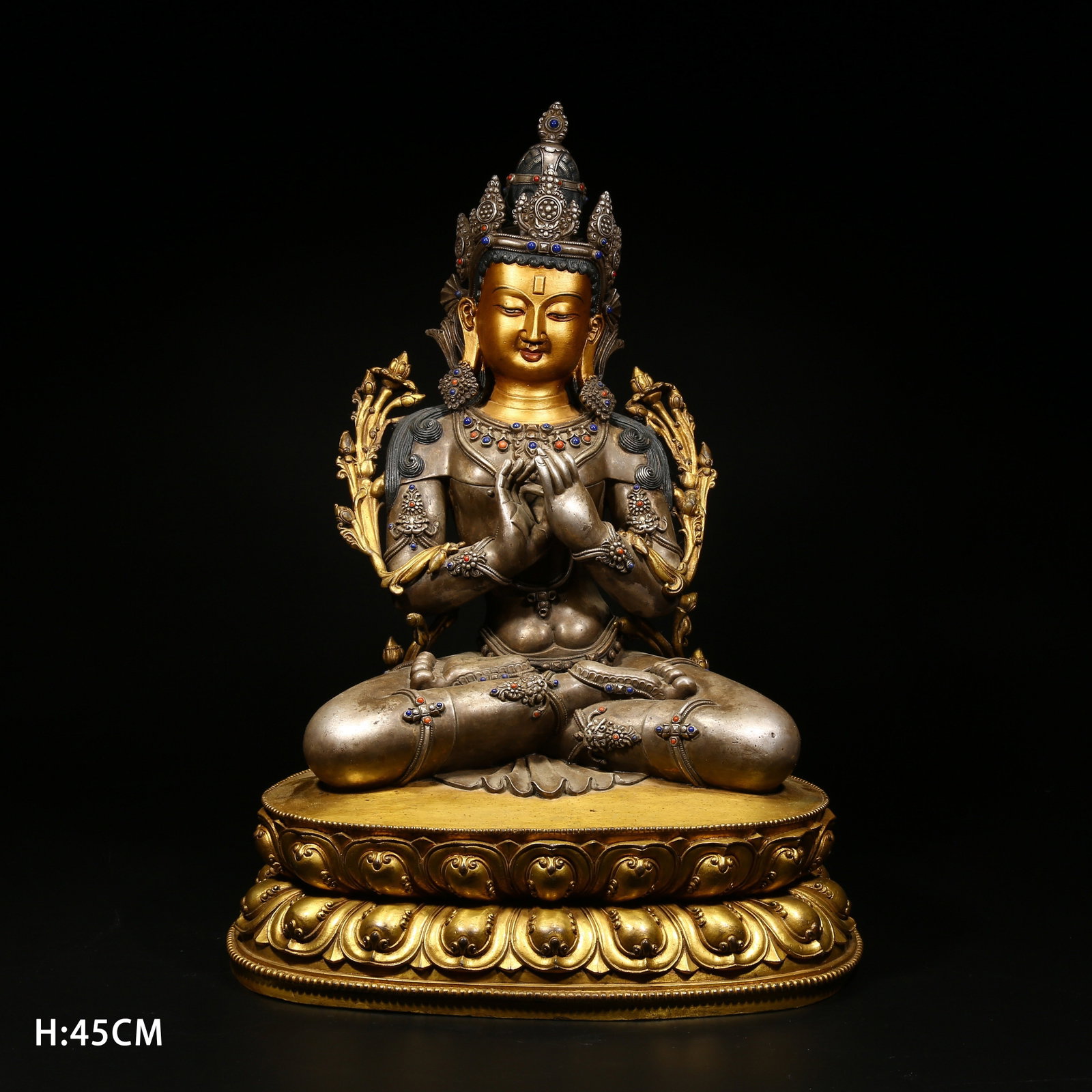 A SILVER STATUE OF PRAJÑ?PARAMIT? (PERFECTION OF WISDOM GODDESS) (1 of 8)