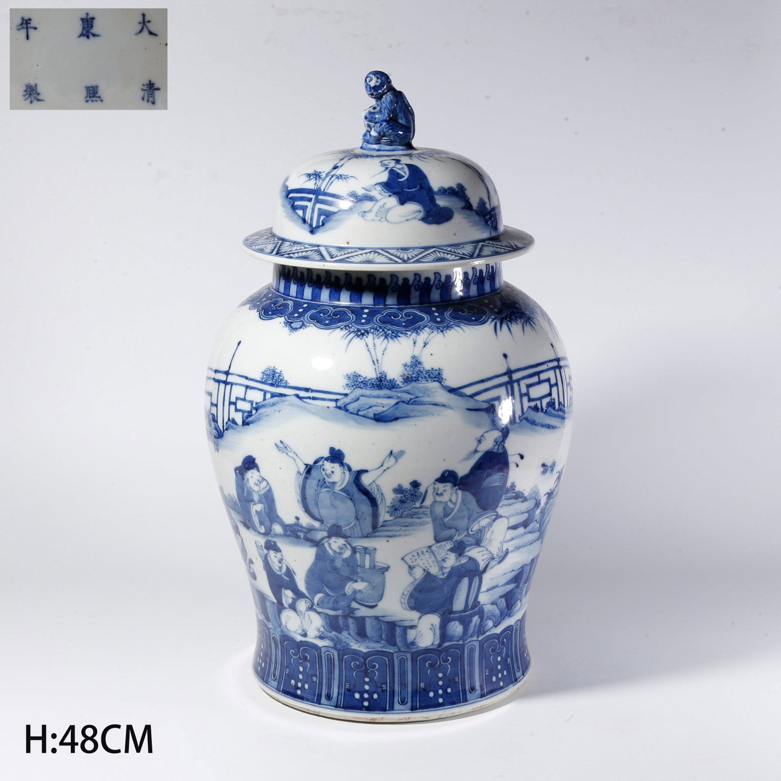 A BLUE-AND-WHITE FIGURE STORY PATTERN GENERAL JAR (1 of 11)