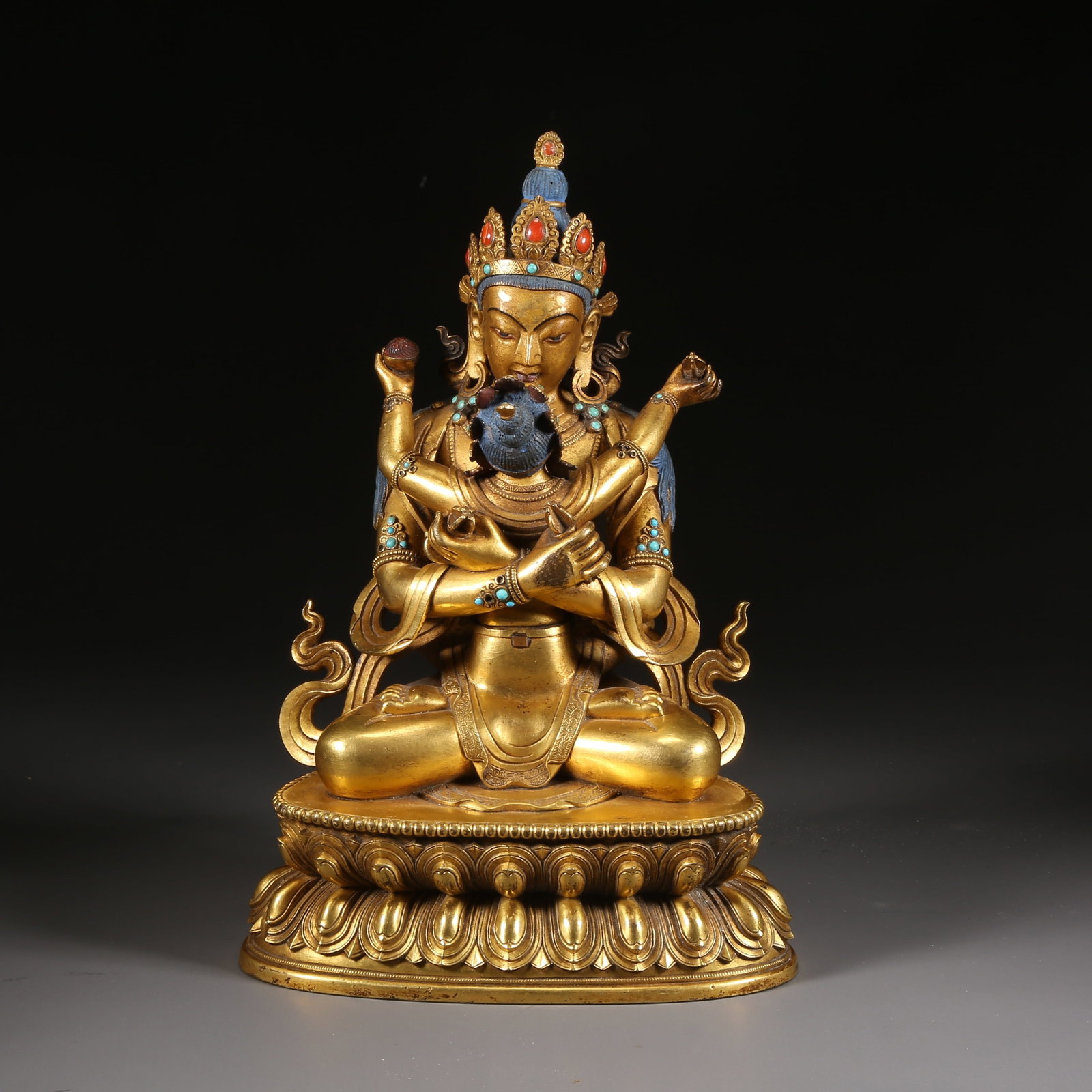 A GILT-BRONZE STATUE OF THE TWO-BODIED VAJRABHAIRAVA (YAMANTAKA) (1 of 8)