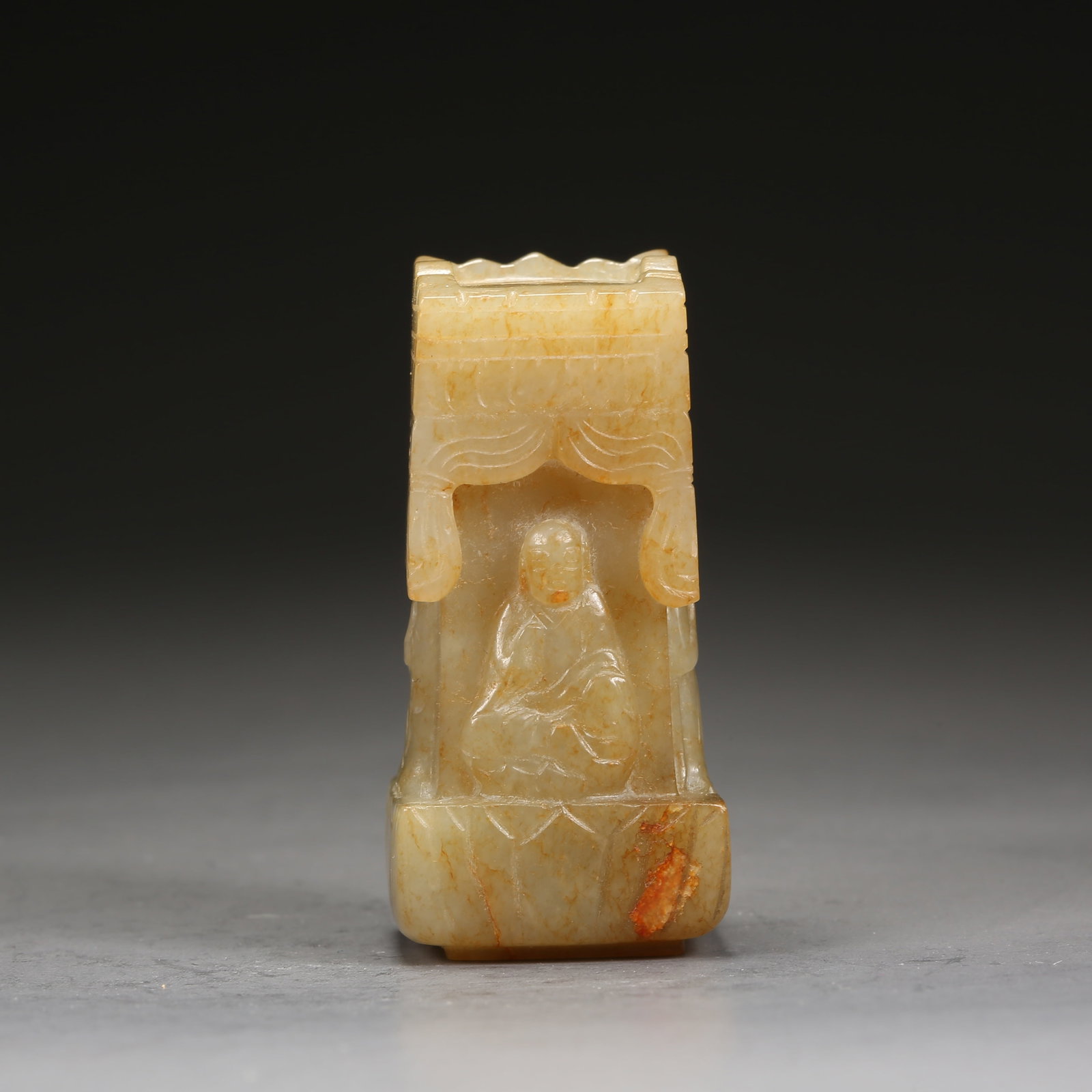 A HETIAN JADE BUDDHA FIGURE TULO ORNAMENT: Hetian Jade Buddha Figure Tulo Ornament