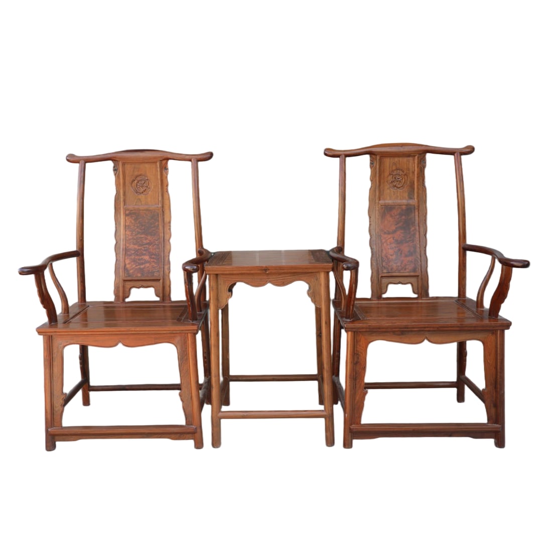 A SET OF HUANGHUALI OFFICIAL HATS CHAIRS CARVED WITH DRAGON PATTERN (1 of 6)