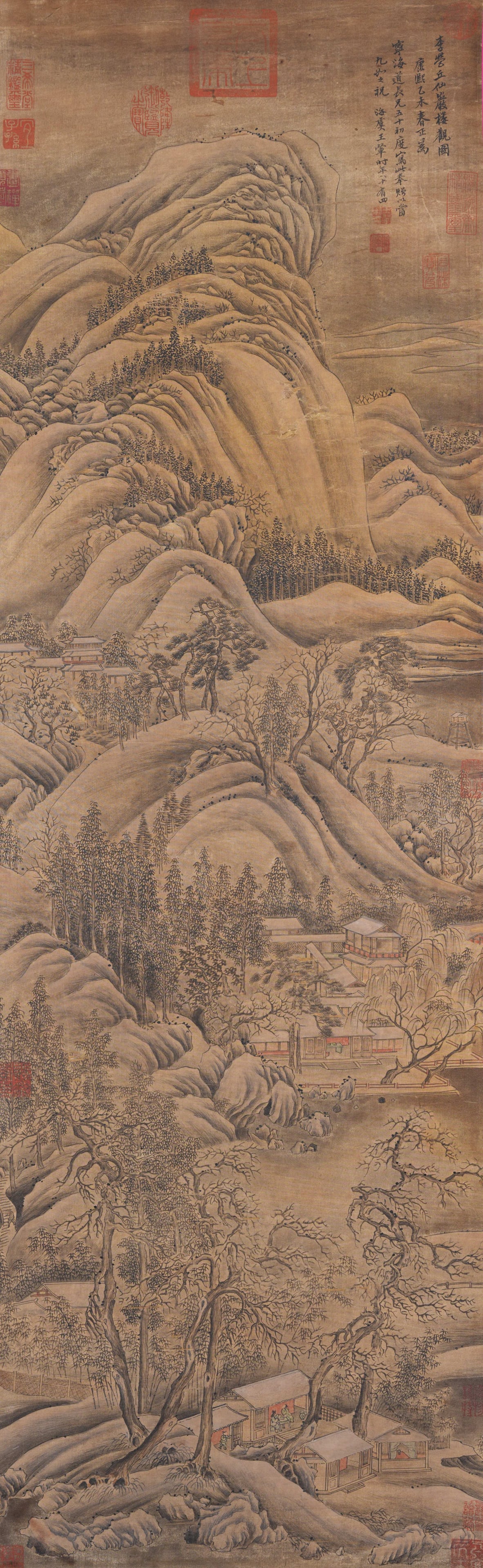 A LANDSCAPE PAINTING ON SILK BY WANG HUI.王翚: Landscape Painting on Silk by Wang Hui.王翚