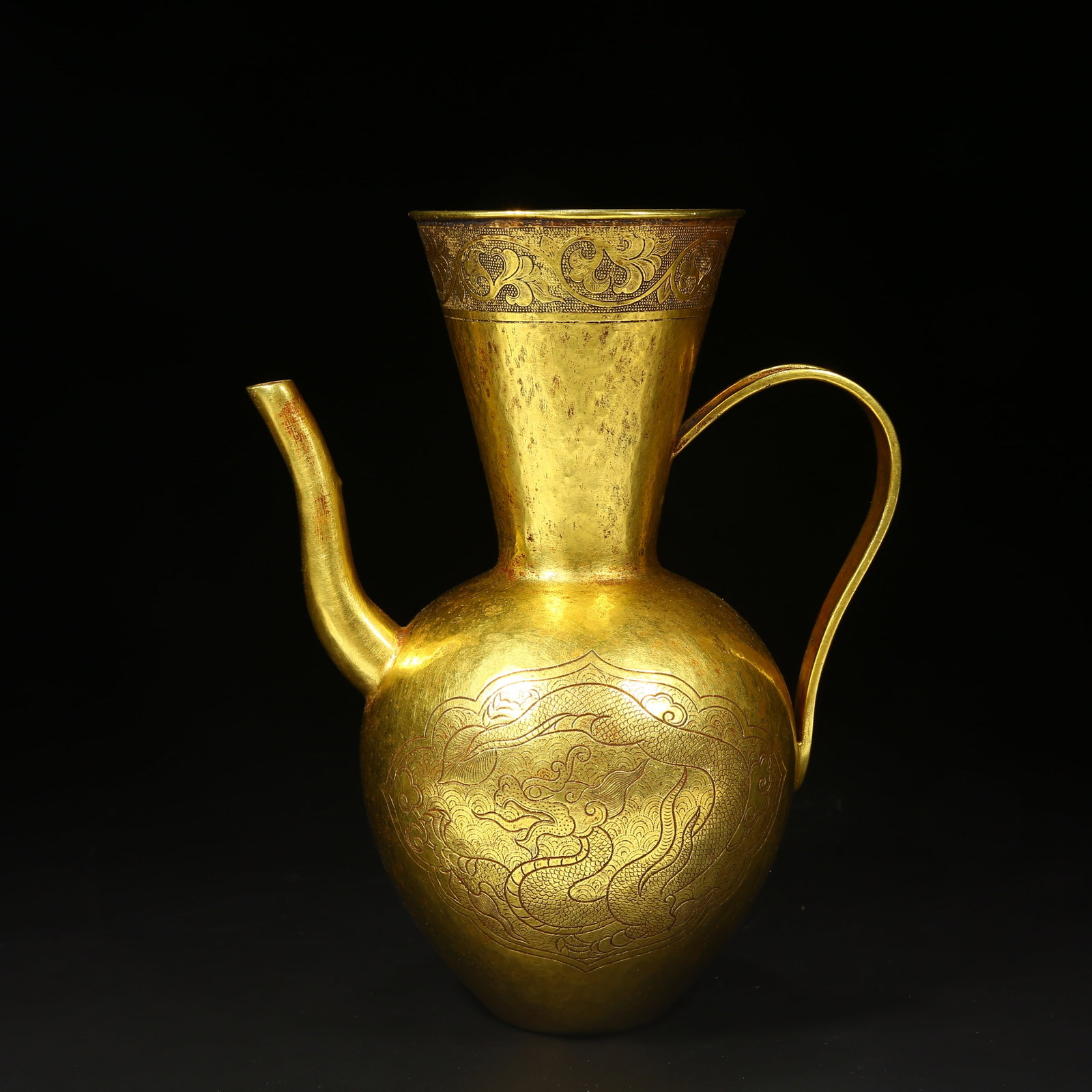 A BRONZE GILT DRAGON-PATTERNED EWER (1 of 9)