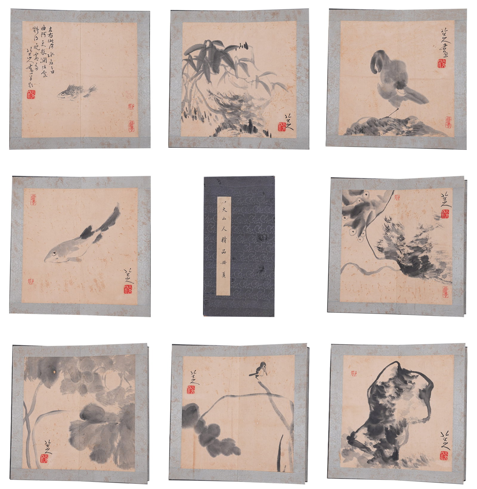 A FLOWER AND BIRD PAINTING ALBUM LEAF ON PAPER.八大山人: Flower and Bird Painting Album Leaf on Paper.八大山人