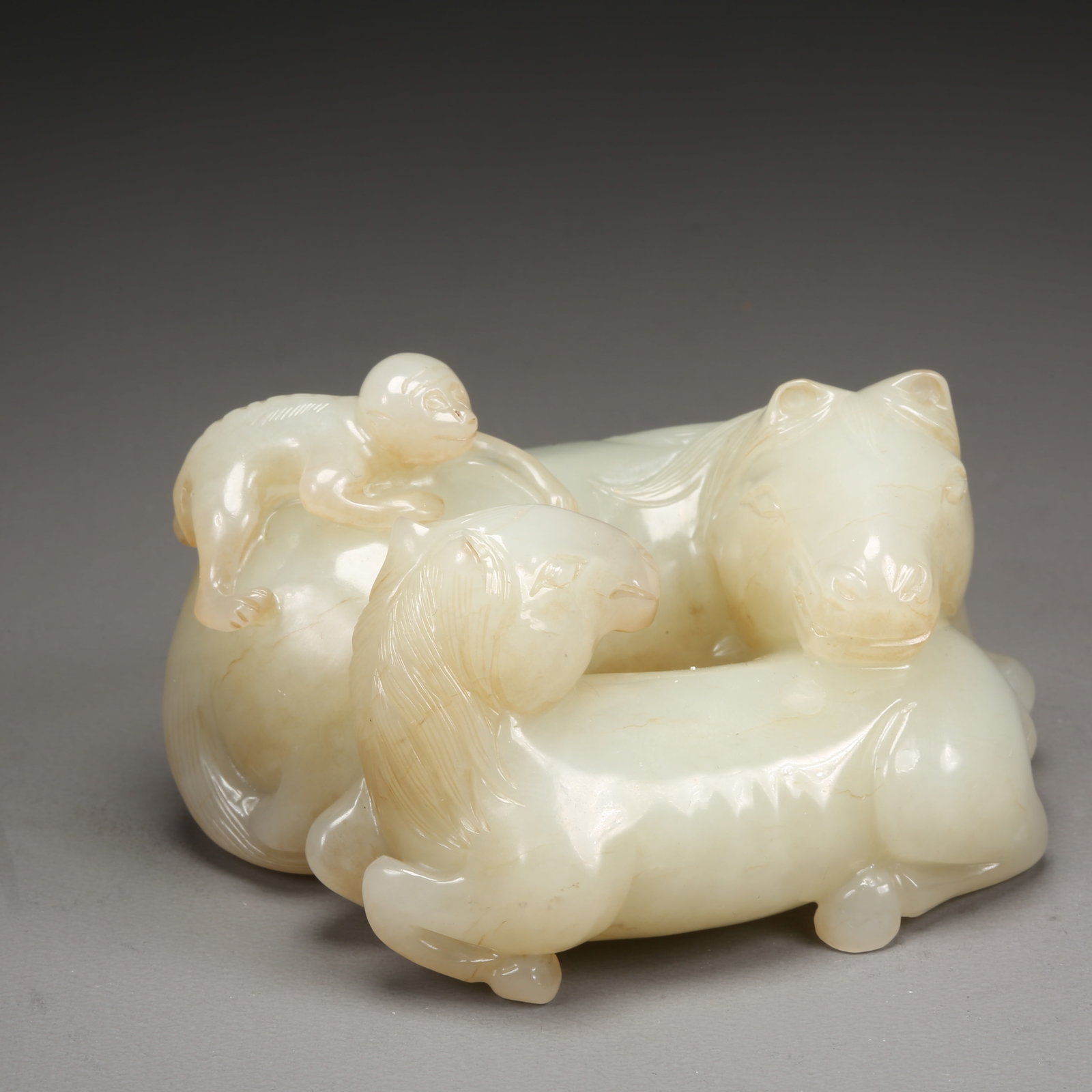 A HETIAN WHITE JADE "IMMEDIATE PROMOTION TO MARQUIS" HANDLE: Hetian White Jade "Immediate Promotion to Marquis" Handle
