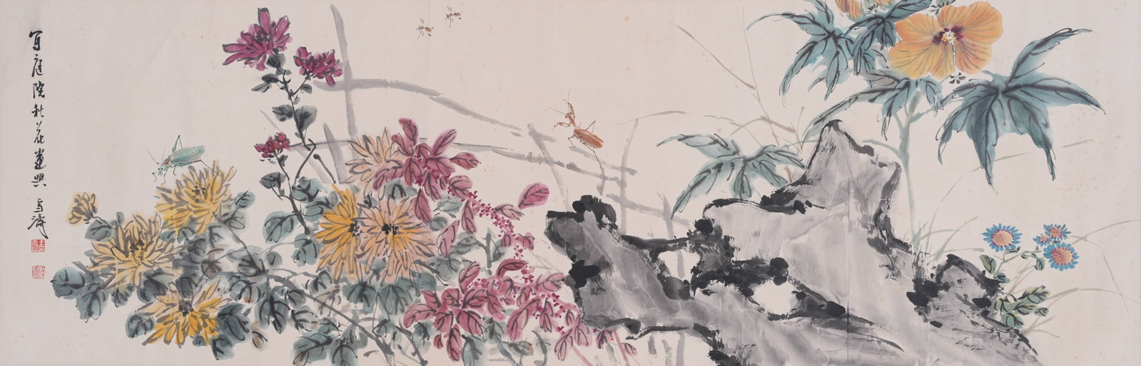 A FLOWER PAINTING ON PAPER MOUNTED UNFRAMED BY WANG XUETAO.王雪濤: Flower Painting on Paper Mounted Unframed by Wang Xuetao.王雪濤