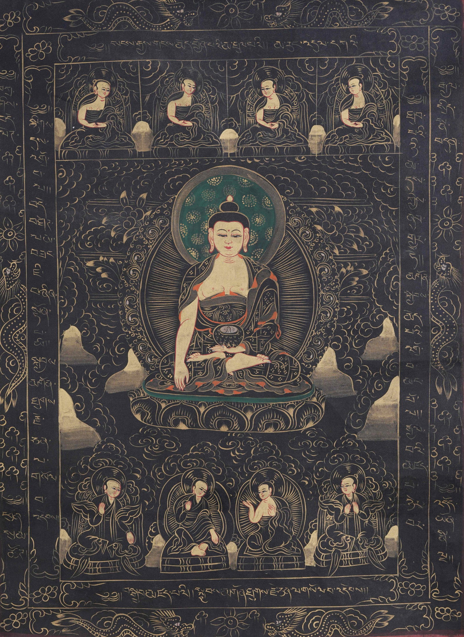 A THANGKA OF SAKYAMUNI BUDDHA. (1 of 11)