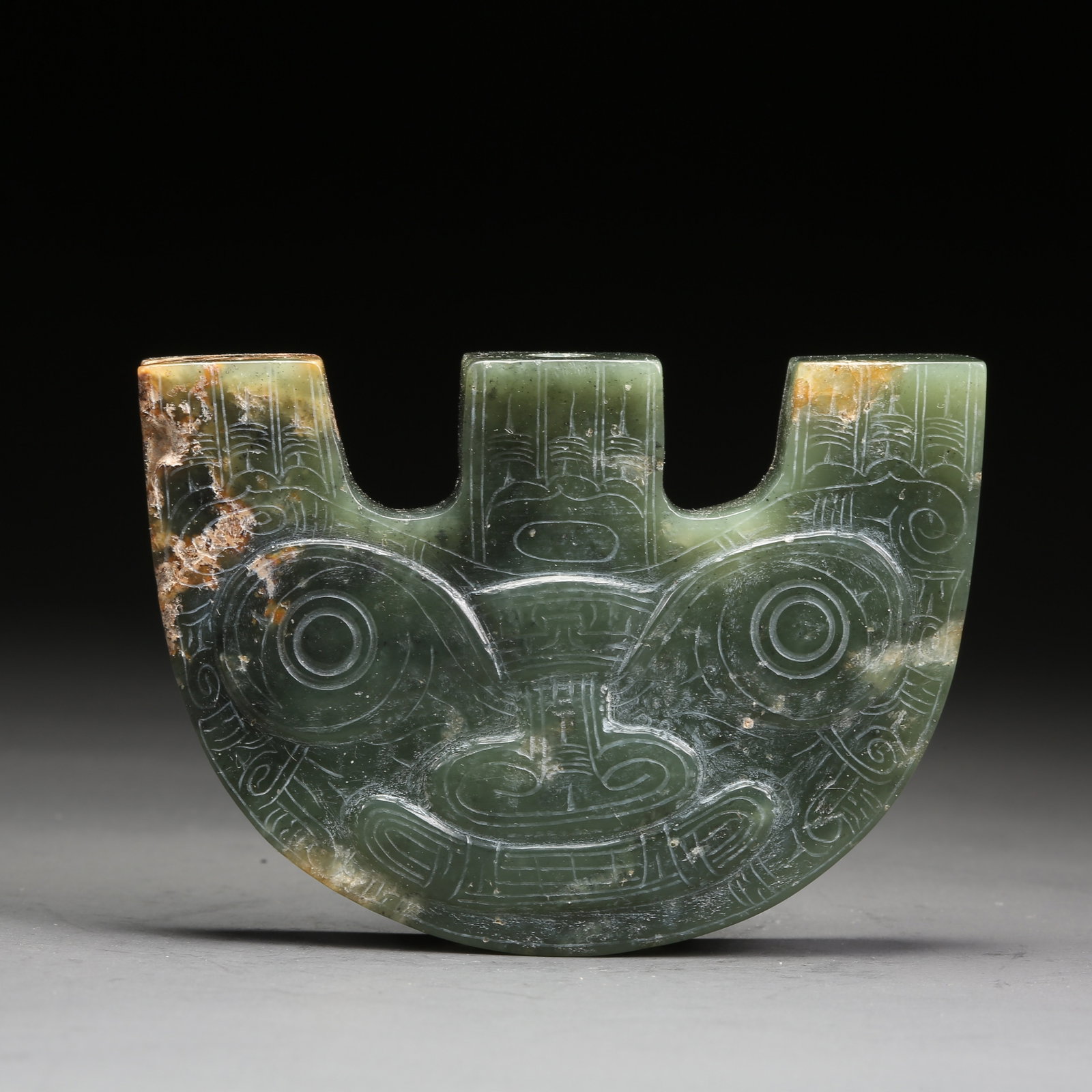 A ANCIENT LIANGZHU CULTURE JADE DIVINE FACE (1 of 8)