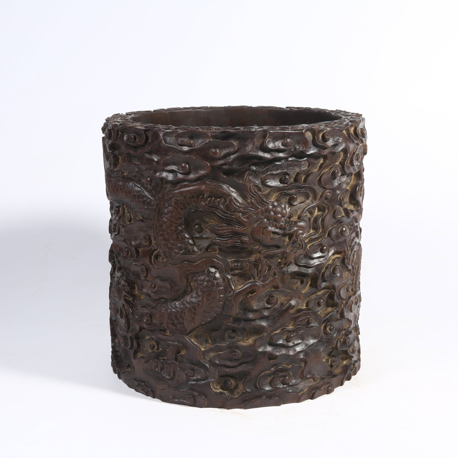 A ZITAN BRUSH POT WITH CLOUD AND DRAGON PATTERN (1 of 9)