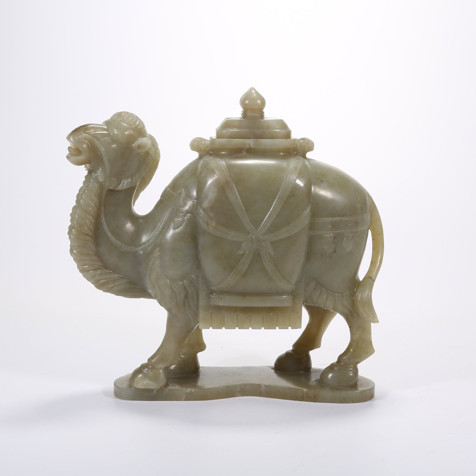 A HETIAN JADE CAMEL FIGURINE: Hetian Jade Camel Figurine