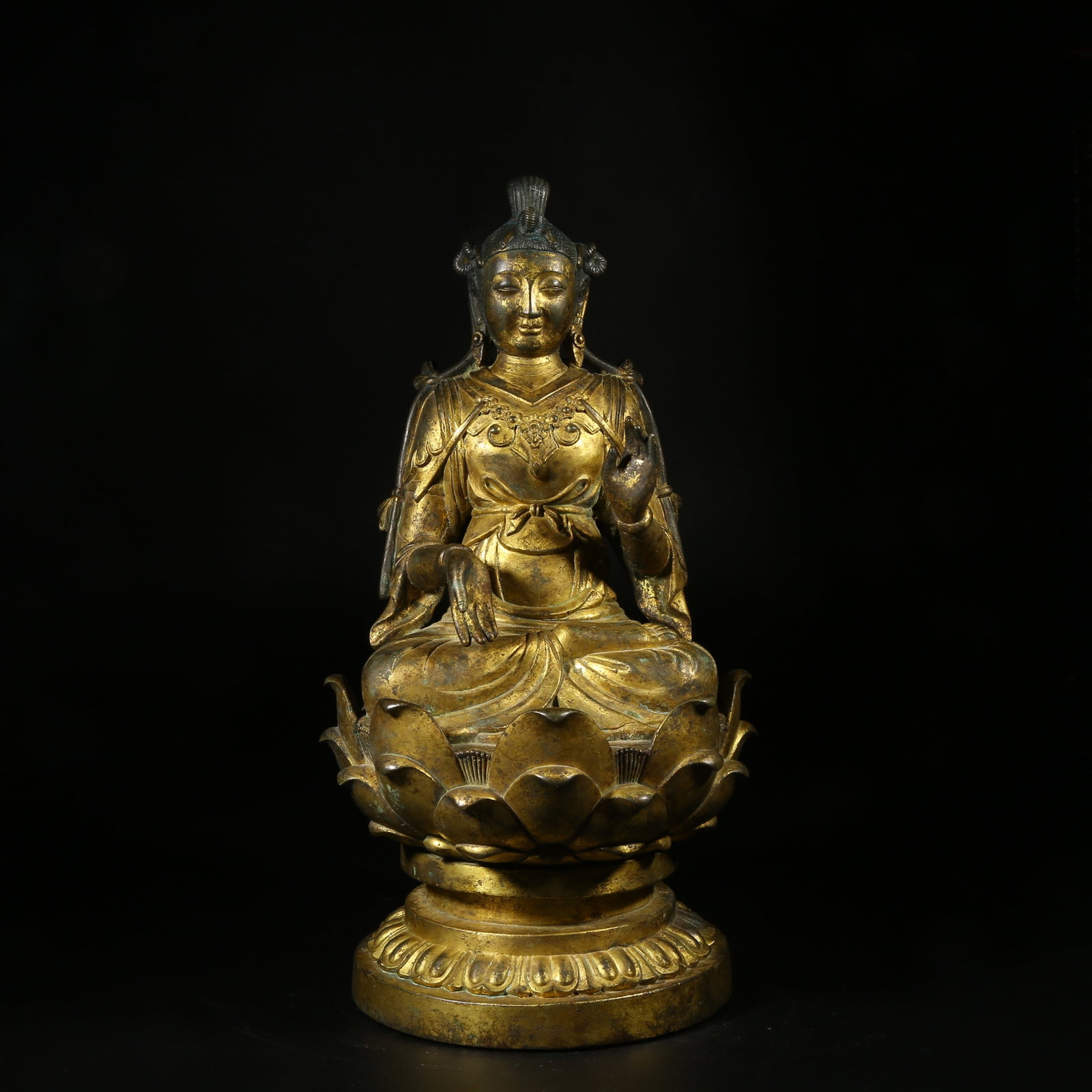 A GILT-BRONZE SEATED BODHISATTVA (1 of 8)