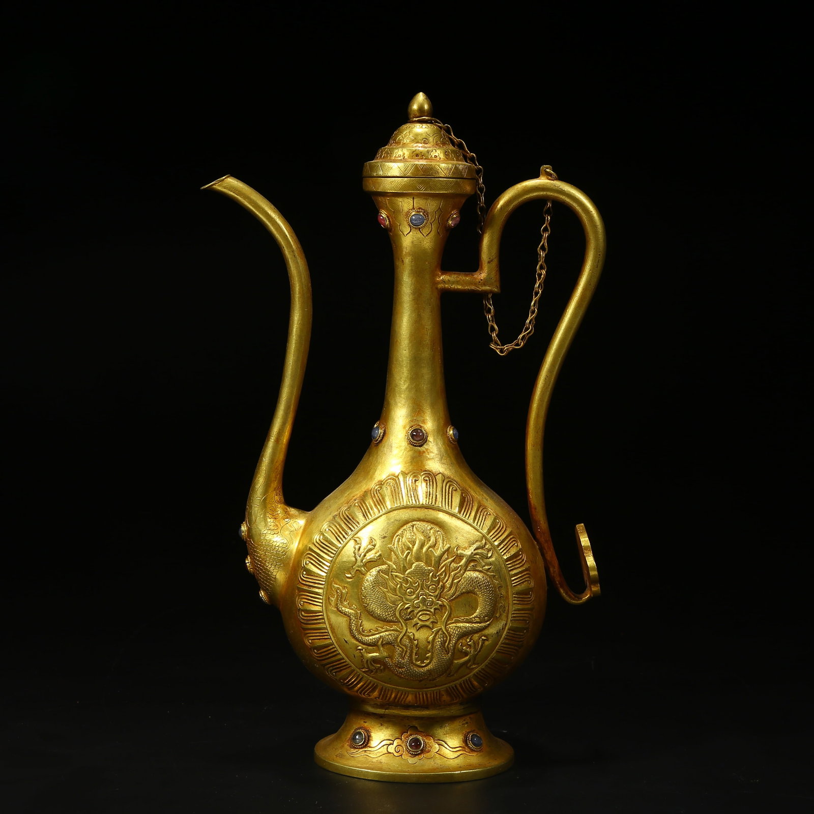 A BRONZE GILT EWER WITH DRAGON PATTERN (1 of 9)