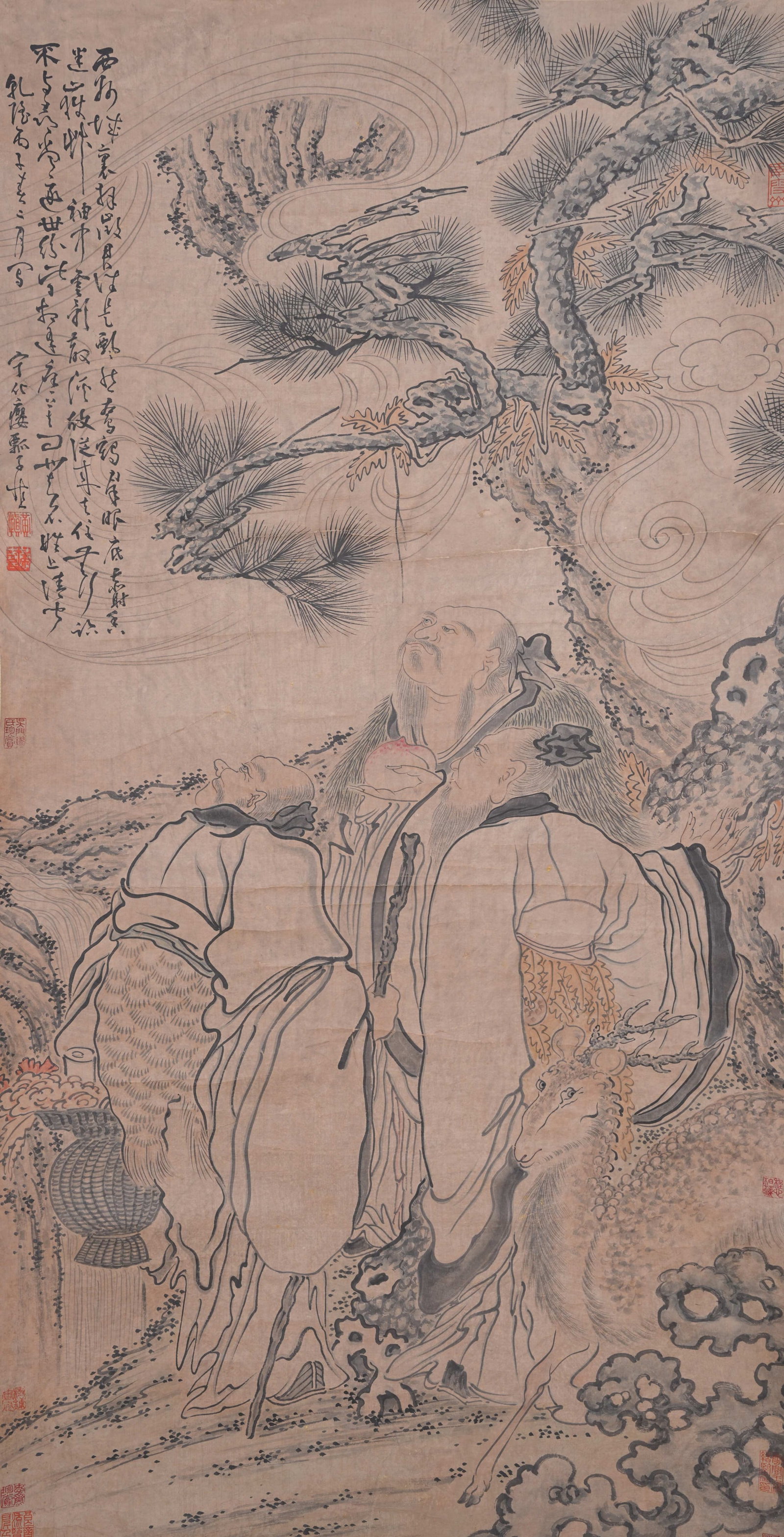 A FIGURE PAINTING ON PAPER BY HUANG SHEN.黃慎: Figure Painting on Paper by Huang Shen.黃慎
