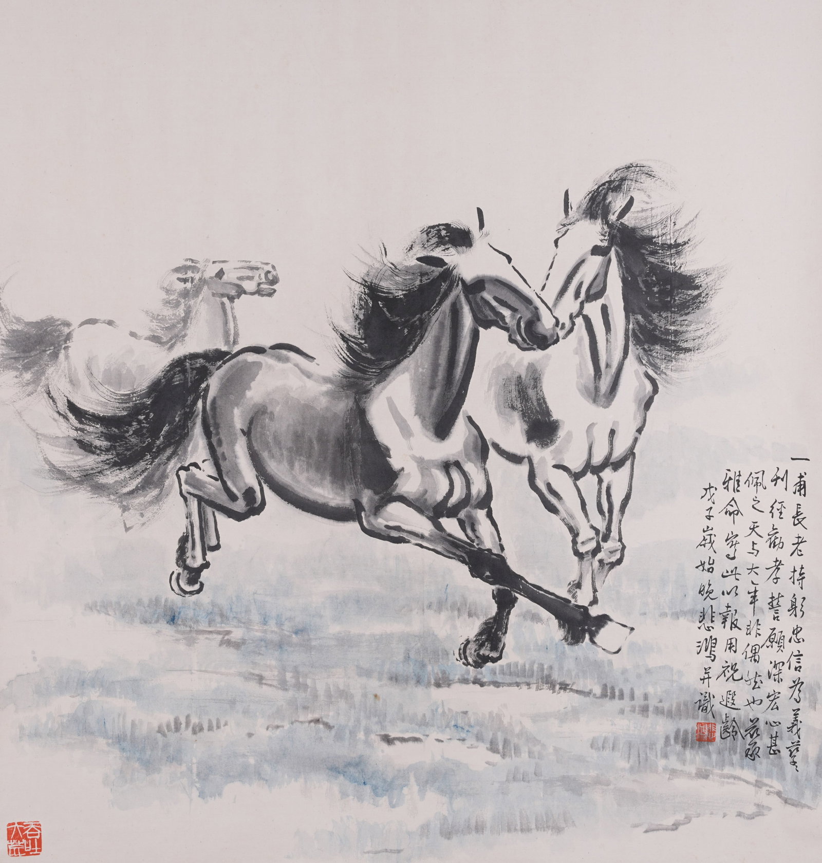 A STEED PAINTING ON PAPER BY XU BEIHONG.徐悲鴻 (1 of 9)