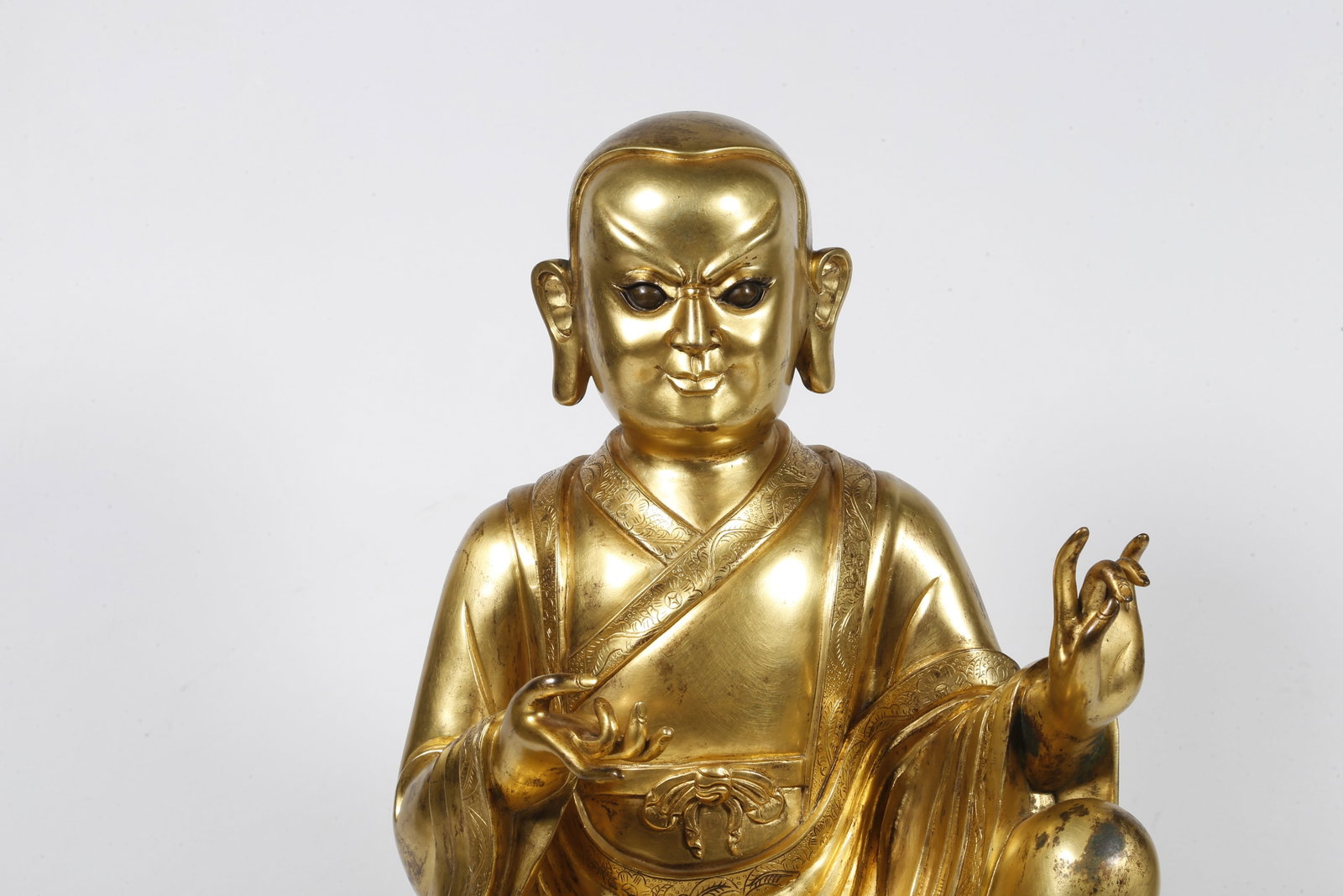 A GILT-BRONZE ARHAT STATUE - 2