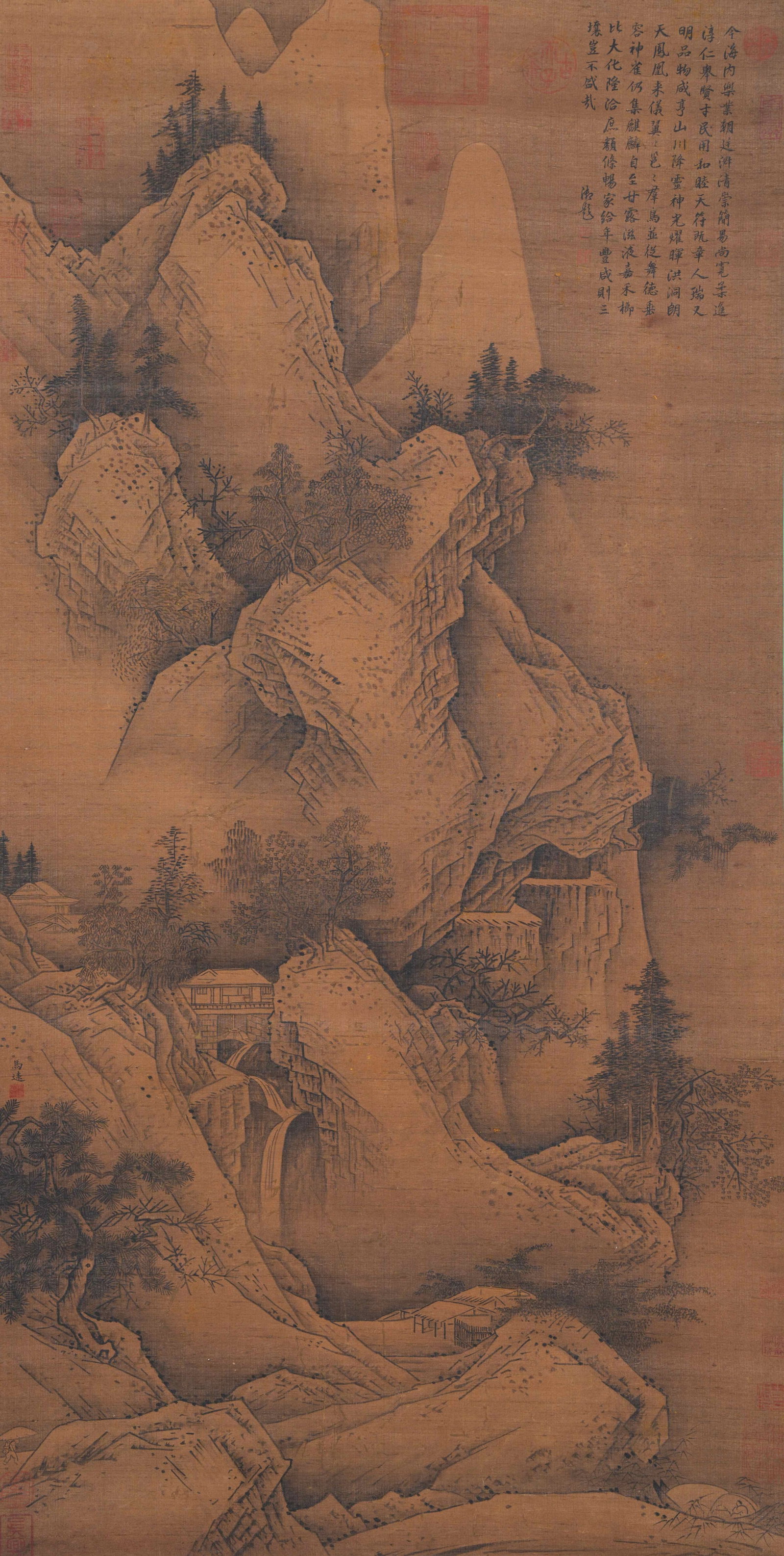 A LANDSCAPE PAINTING ON SILK BY MA YUAN.馬遠: Landscape Painting on Silk by Ma Yuan.馬遠