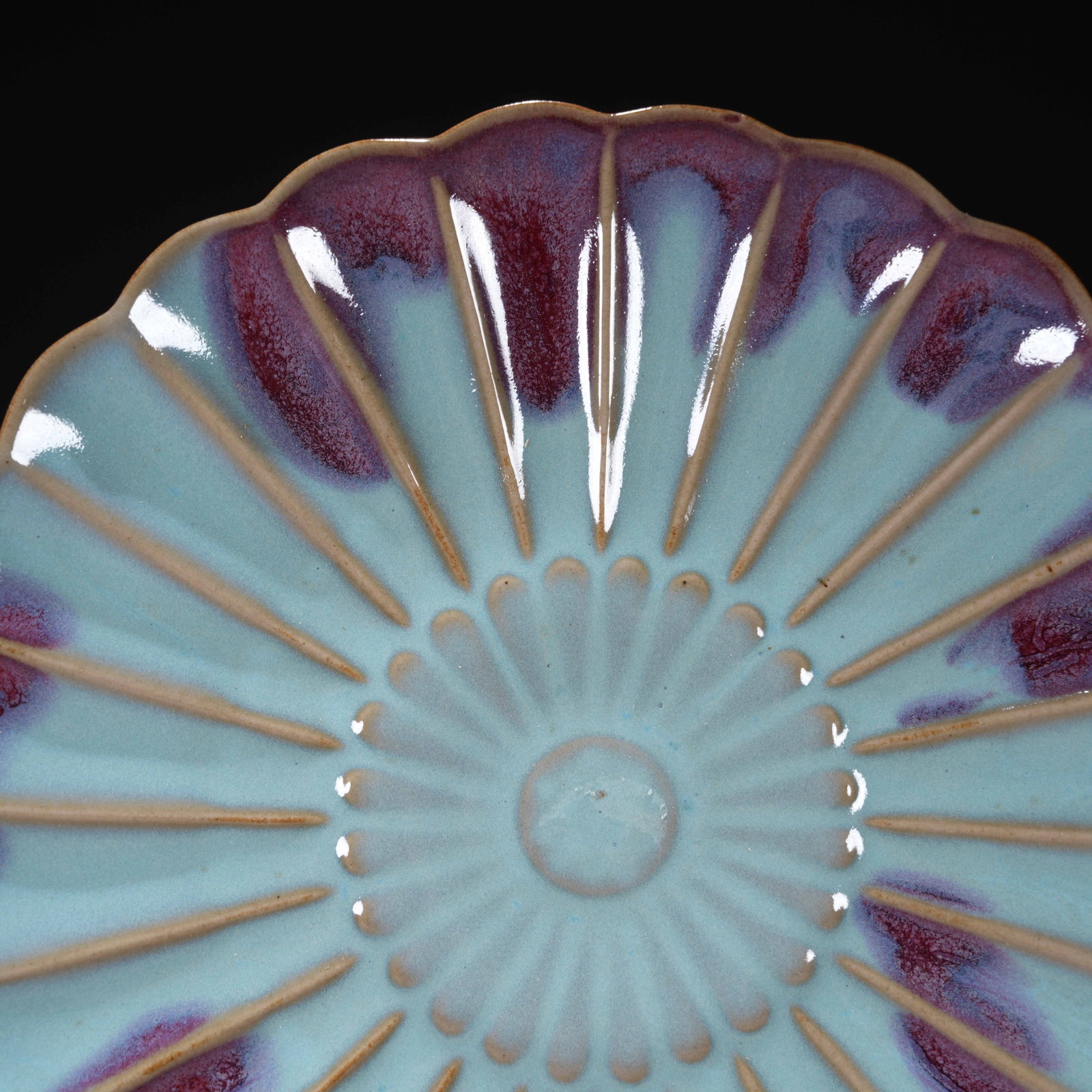 A JUN WARE LOBED DISH - 2