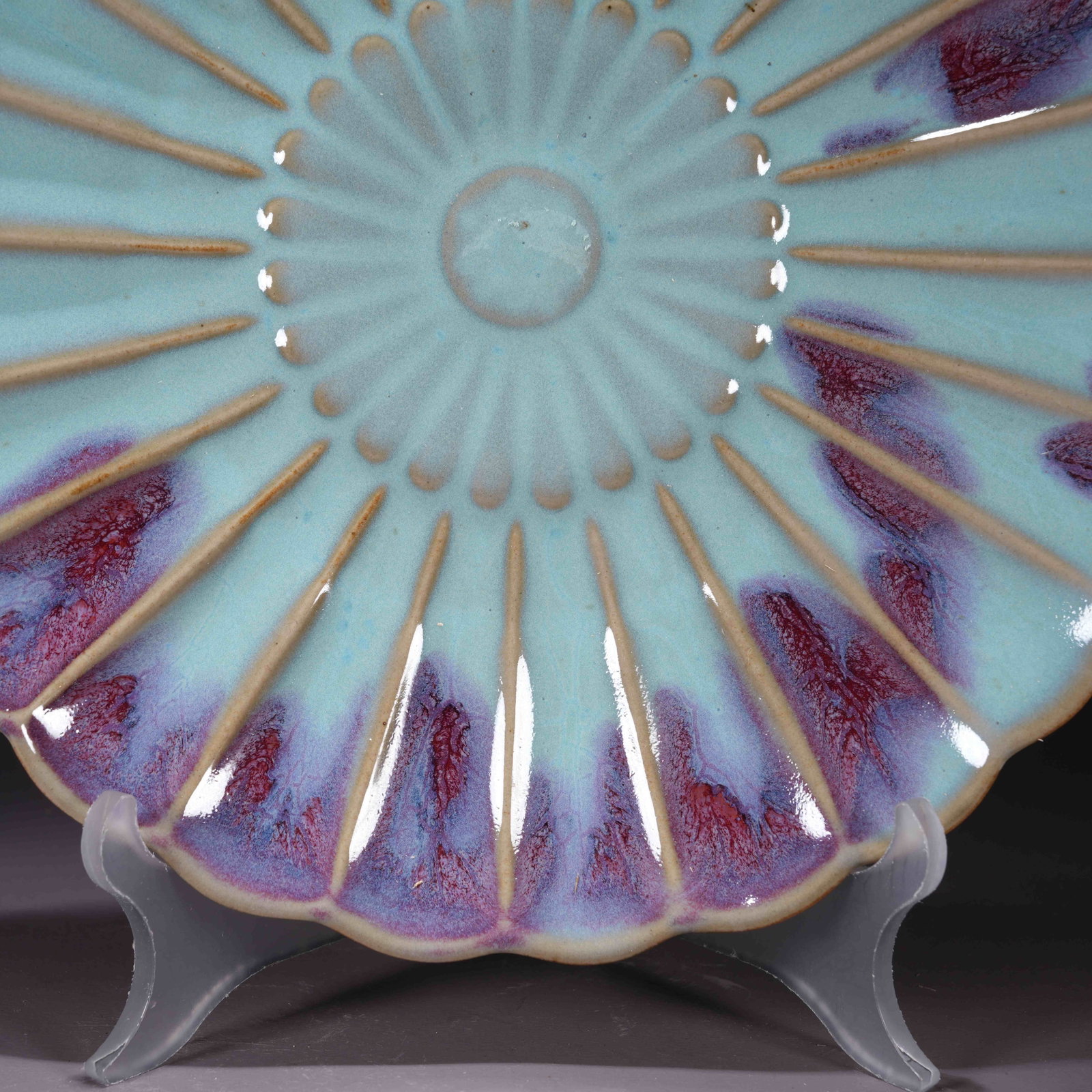 A JUN WARE LOBED DISH - 3