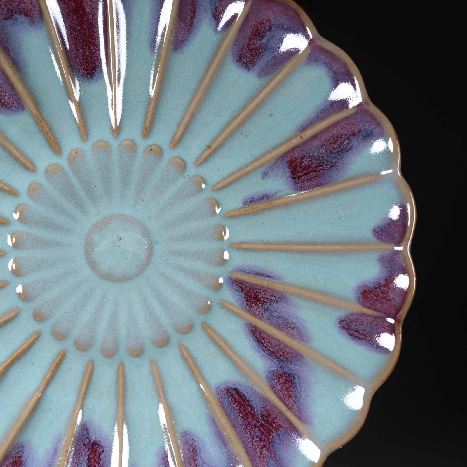 A JUN WARE LOBED DISH - 4