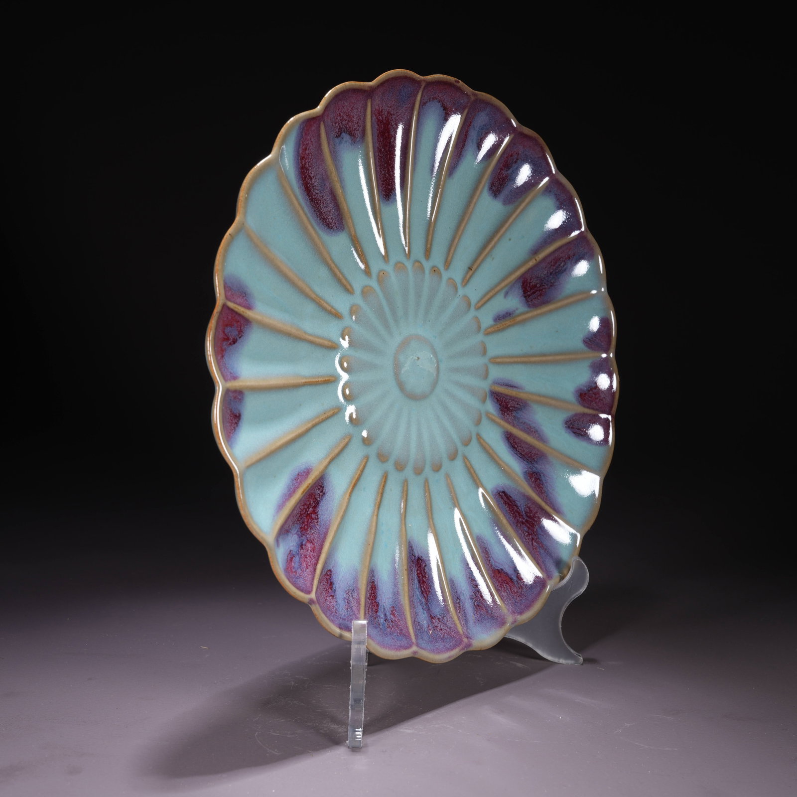 A JUN WARE LOBED DISH - 5