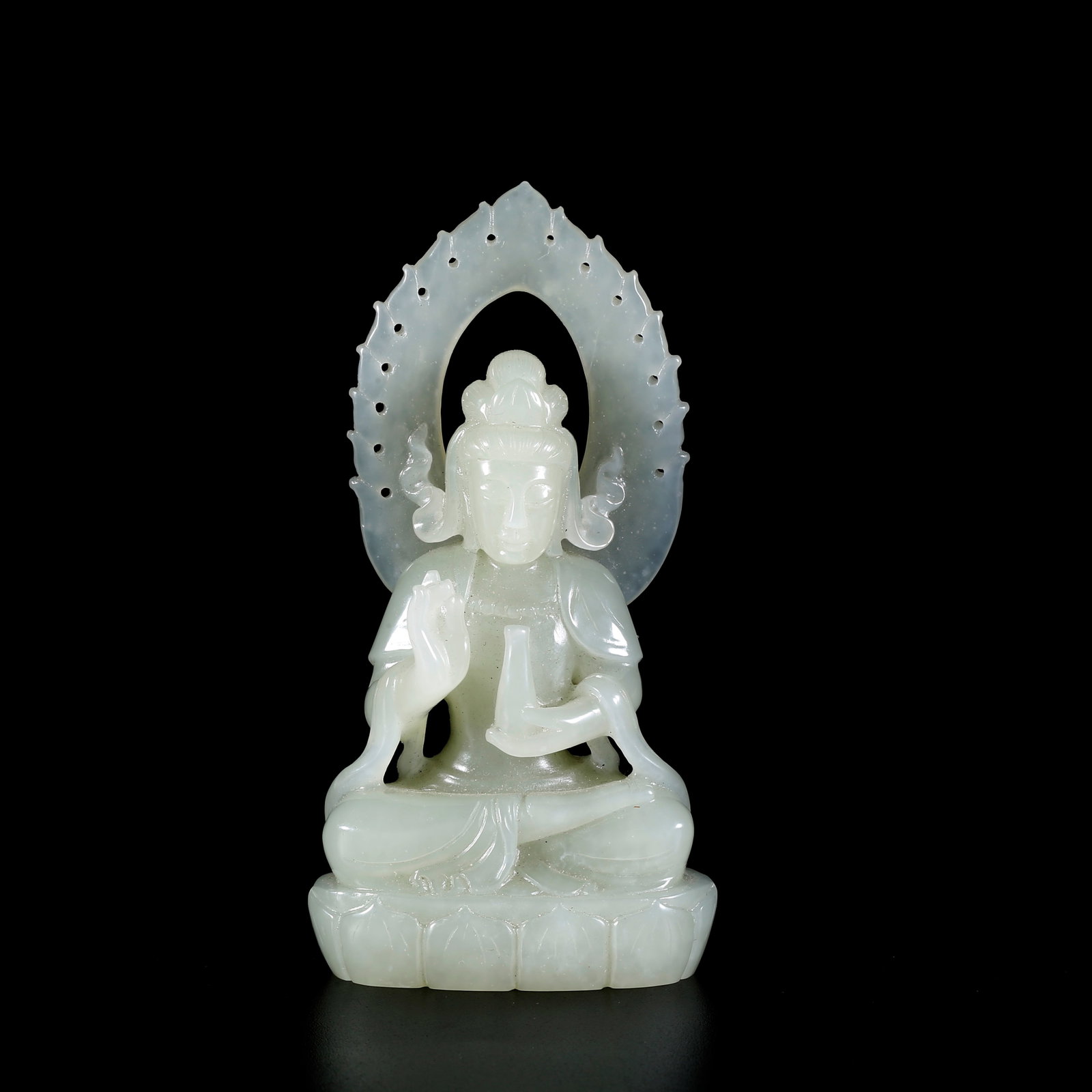 A HETIAN JADE CARVED GUANYIN FIGURE (1 of 9)