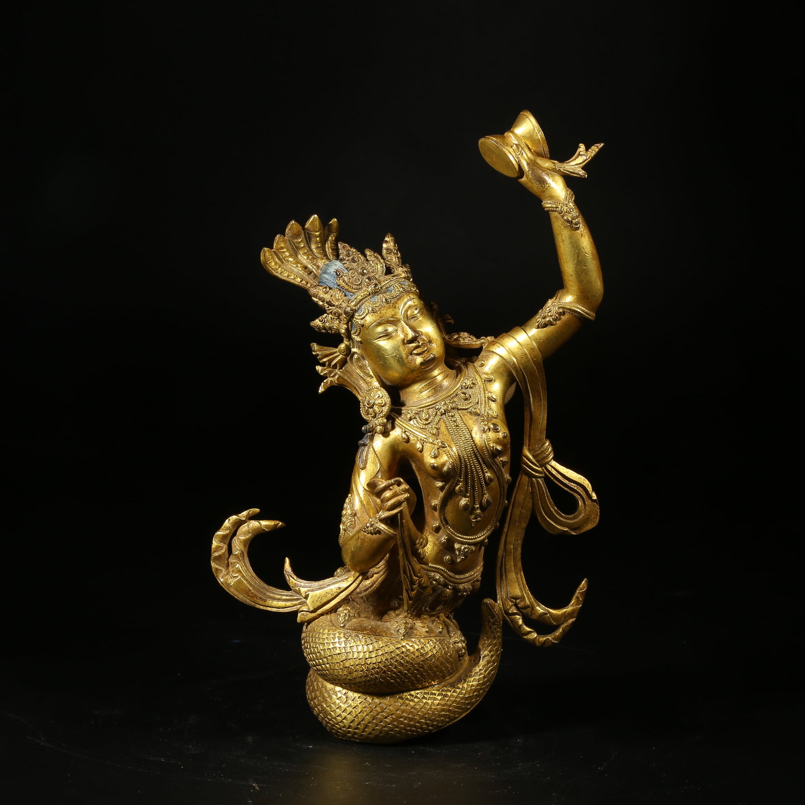 A GILT-BRONZE STATUE OF DRAGON DAUGHTER: Gilt-Bronze Statue of Dragon Daughter