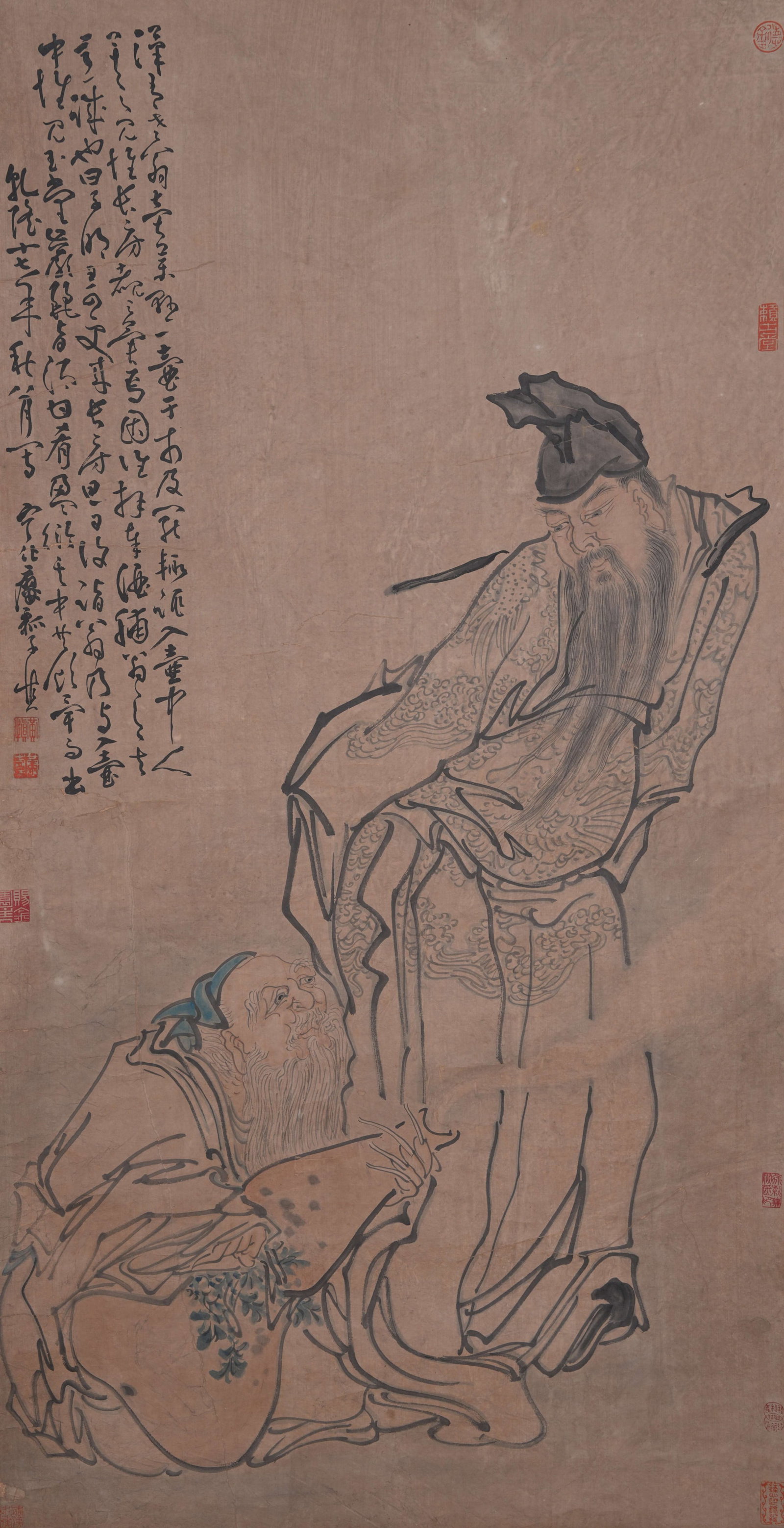 A FIGURE PAINTING ON PAPER BY HUANG SHEN.黃慎: Figure Painting on Paper by Huang Shen.黃慎