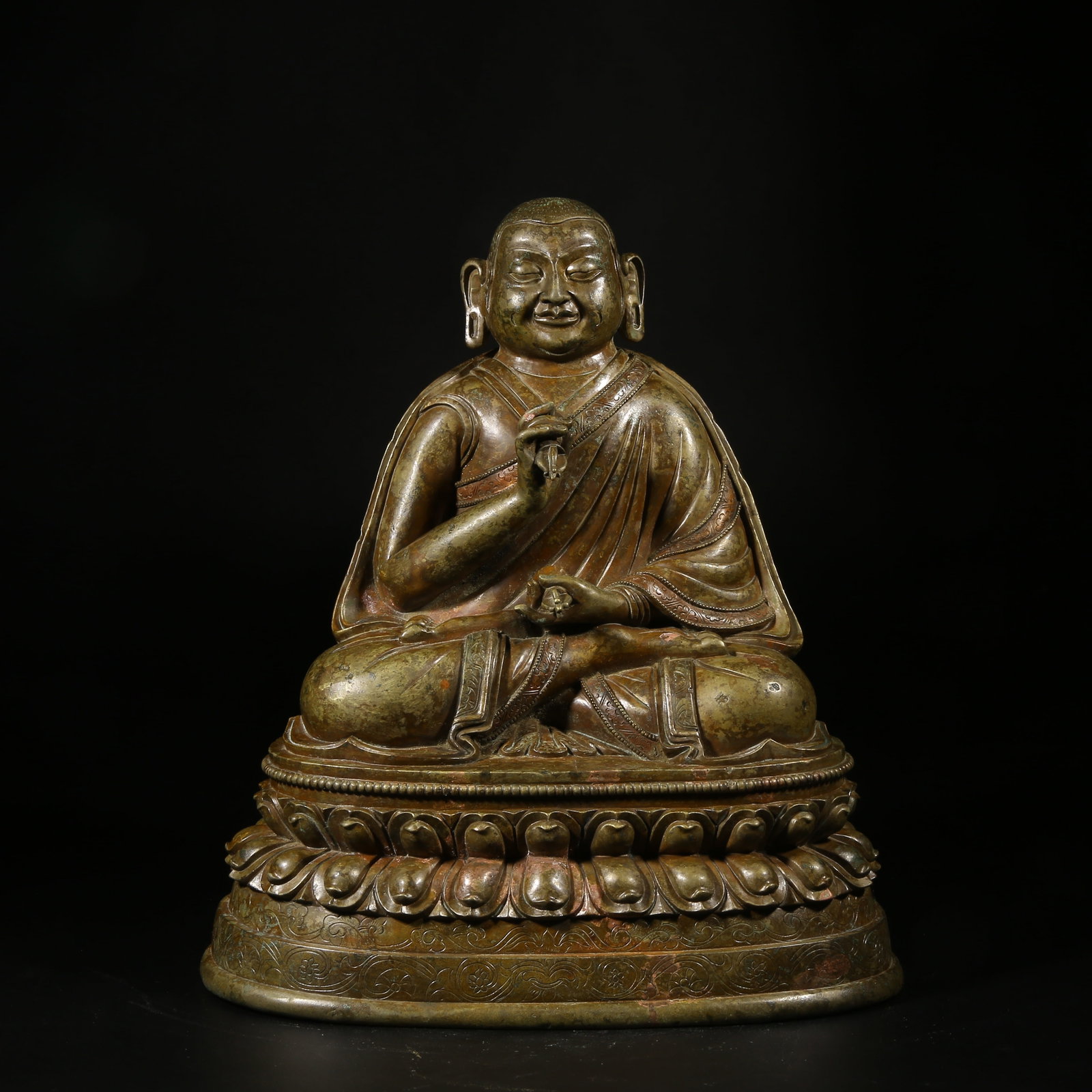 A ALLOY-BRONZE STATUE OF A GURU: Alloy-Bronze Statue of a Guru