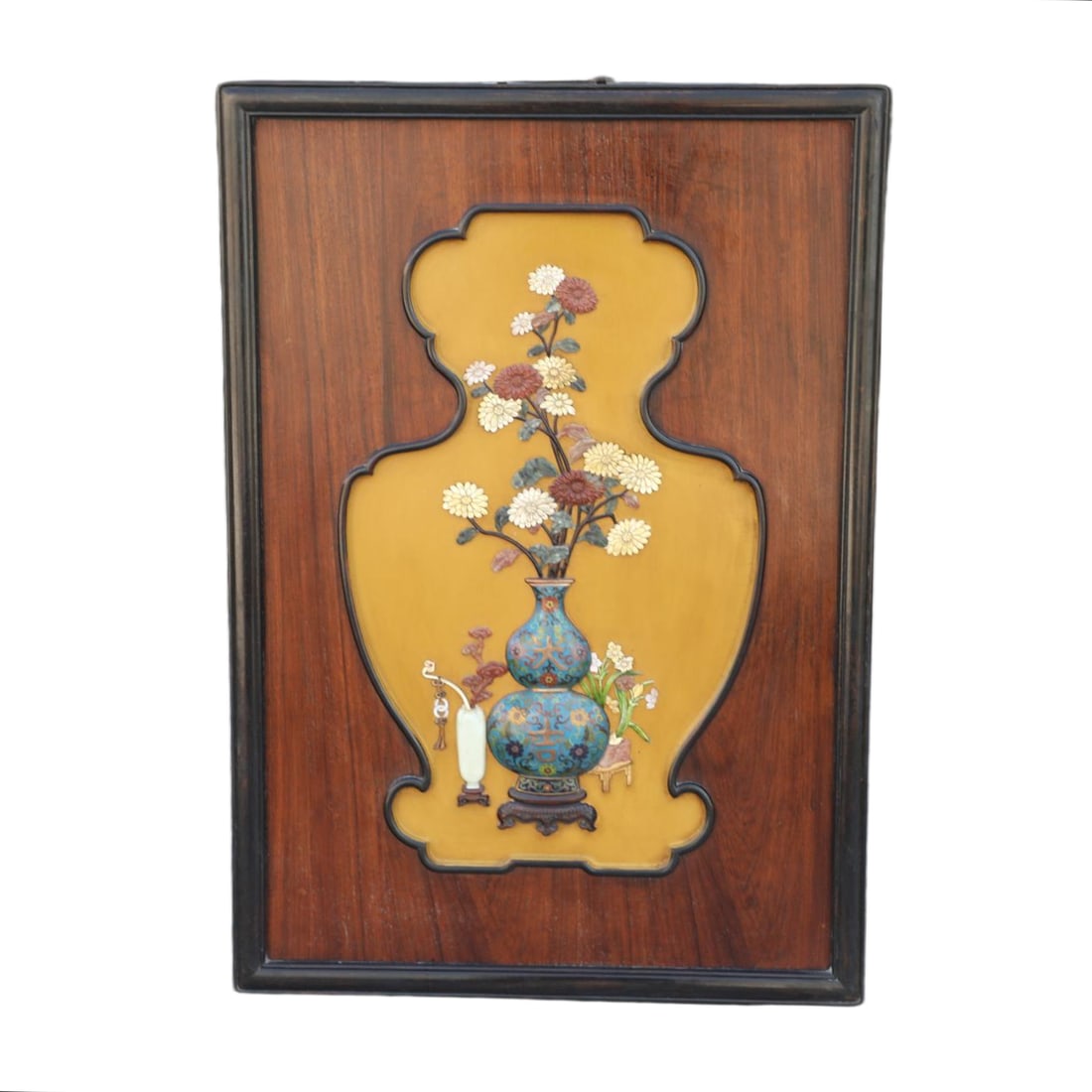 A HANGING SCREEN INLAID WITH RED SANDALWOOD, HUANGHUALI AND PRECIOUS STONES WITH ANTIQUE PATTERN (1 of 6)