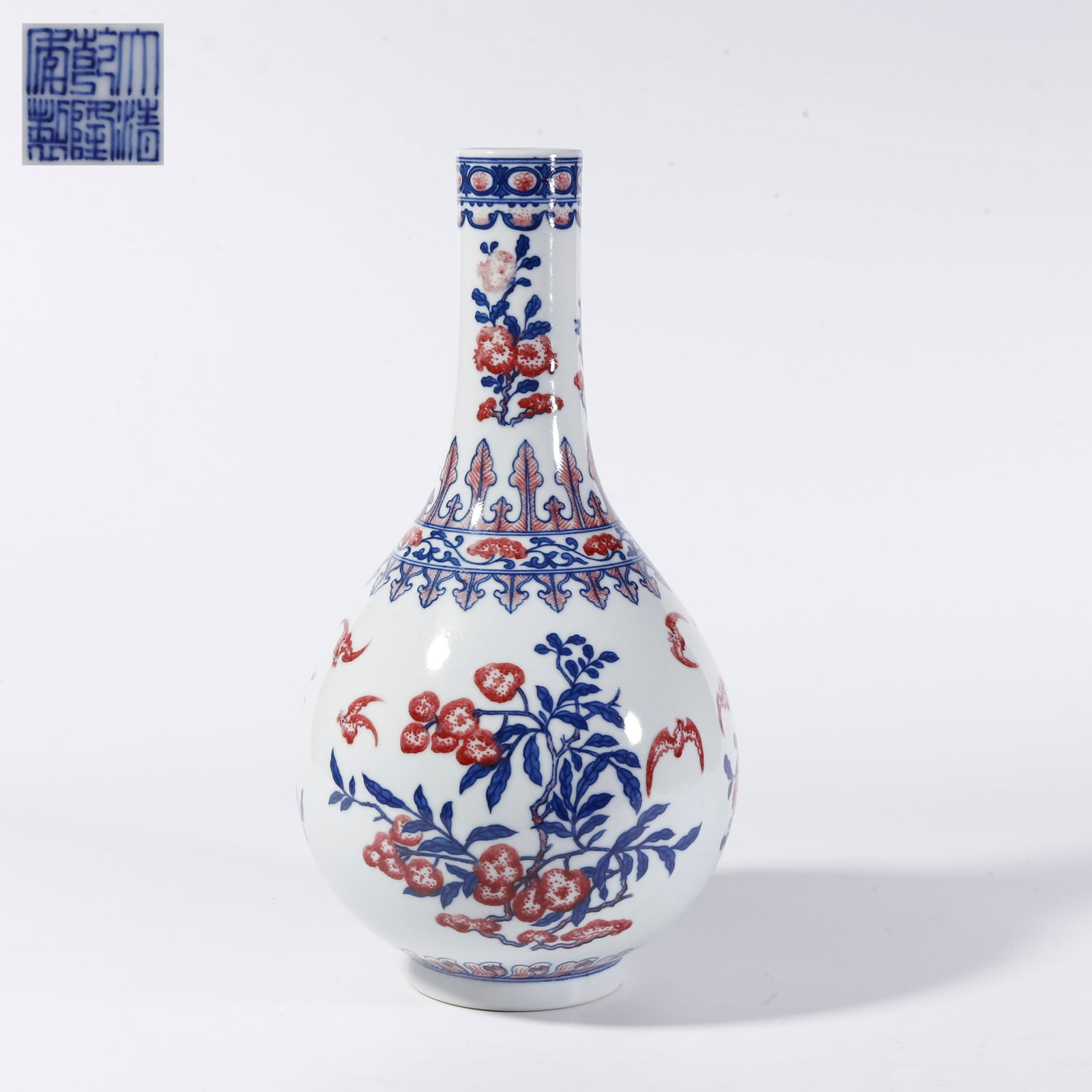 A BLUE-AND-WHITE AND FANGHONG BLESSING AND LONGEVITY PATTERN APPRECIATION VASE (1 of 10)
