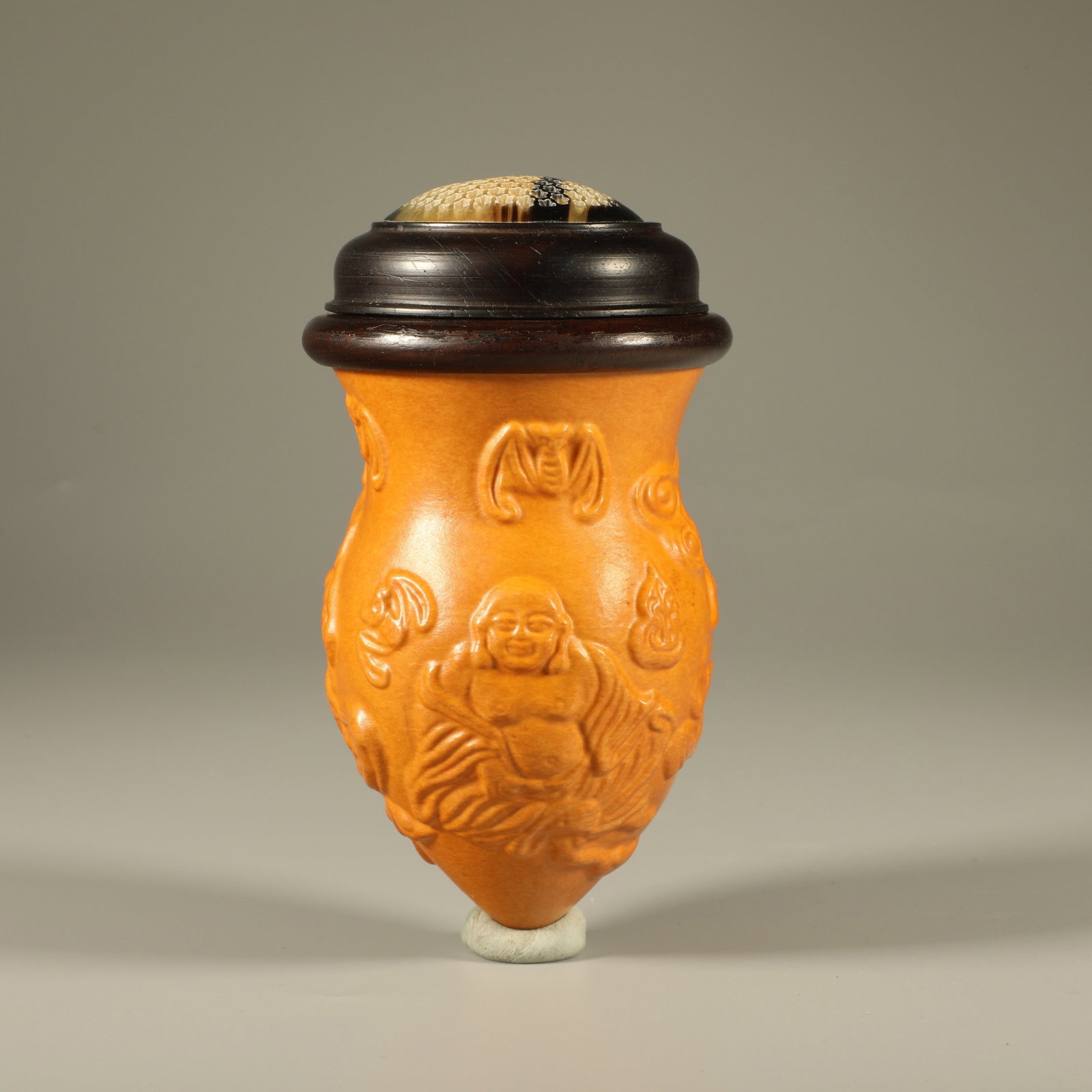A FILM-COATED GOURD MAITREYA CRICKET JAR (1 of 6)