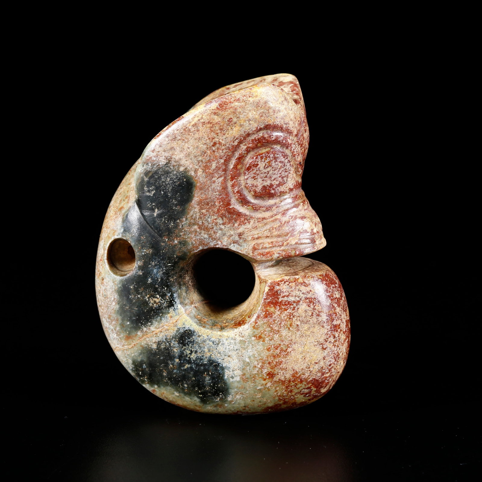 A ARCHAIC JADE CARVED PIG-DRAGON: Archaic Jade Carved Pig-Dragon