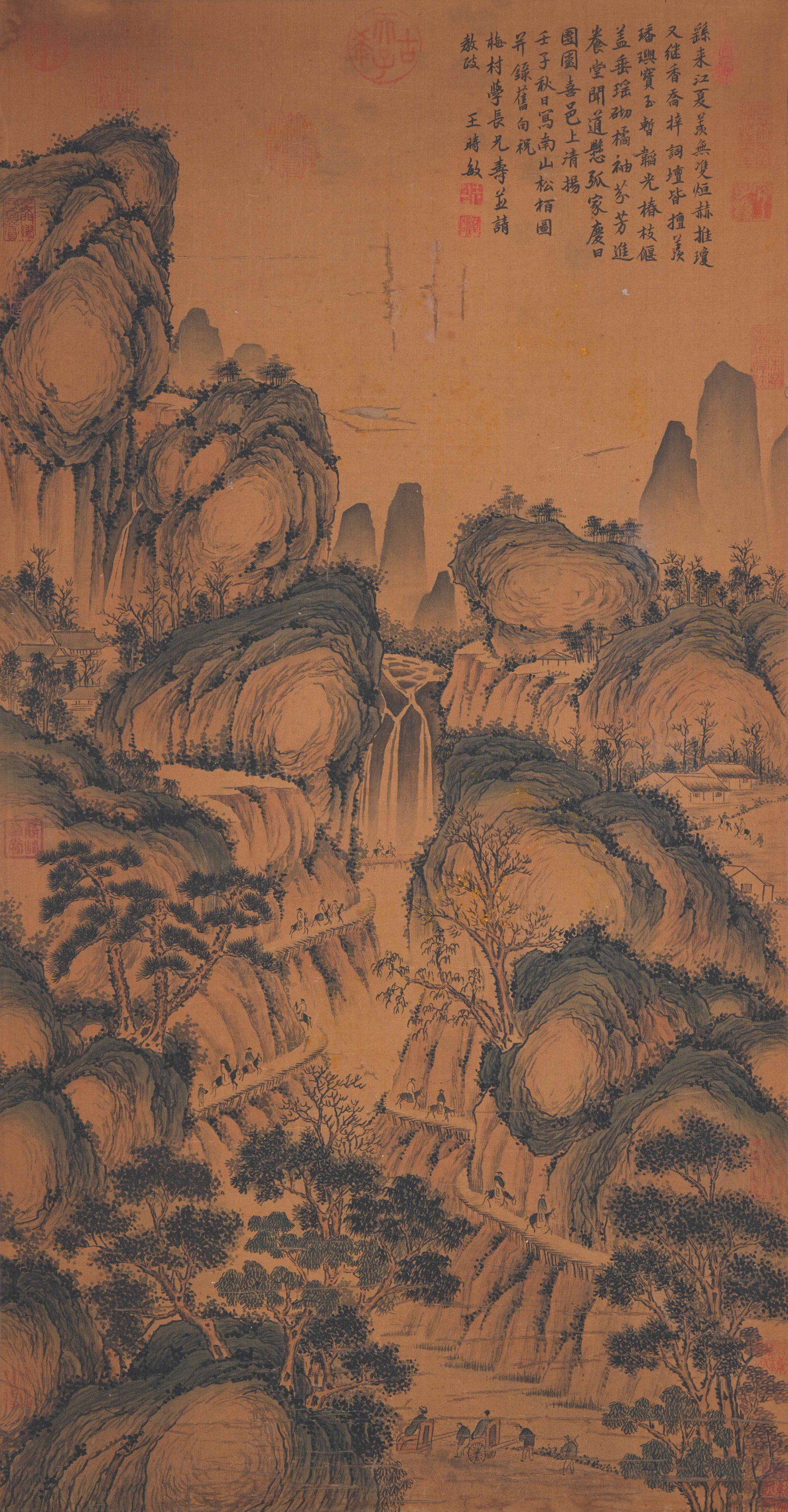 A LANDSCAPE PAINTING ON SILK BY WANG SHIMIN.王時敏 (1 of 12)