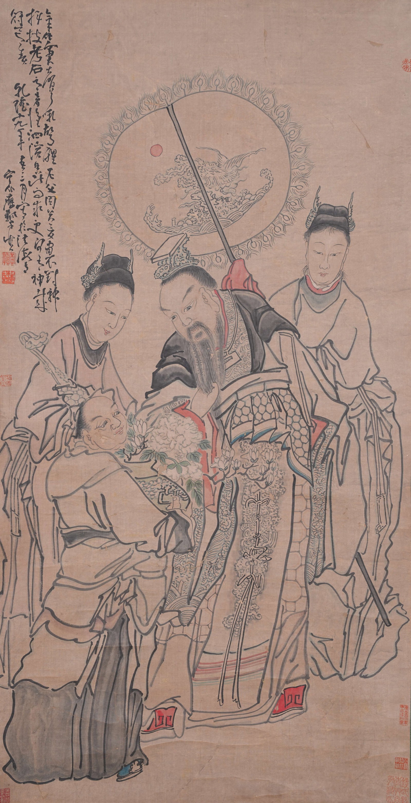 A FIGURE PAINTING ON PAPER BY HUANG SHEN.黃慎: Figure Painting on Paper by Huang Shen.黃慎