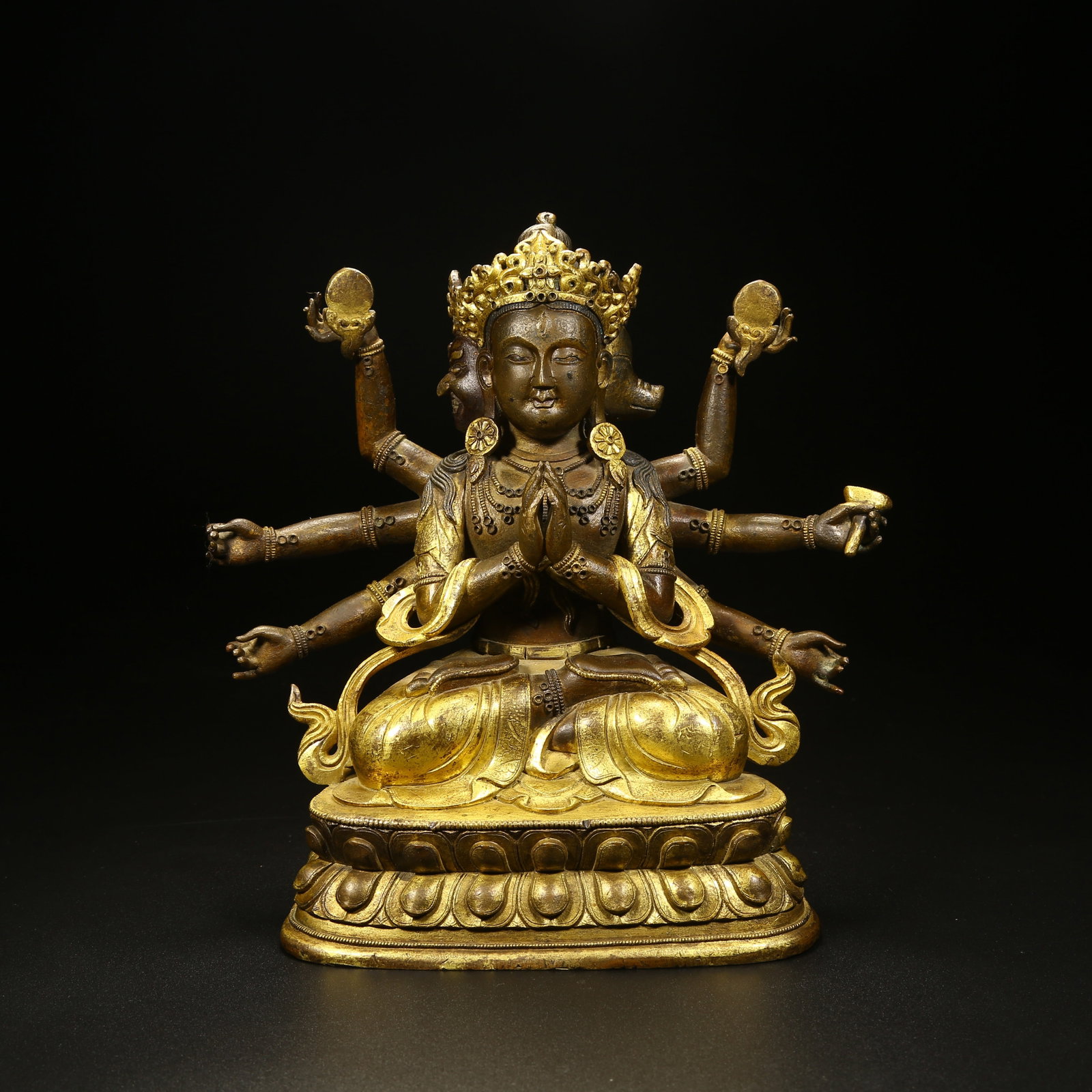 A PARTIALLY GILT BRONZE FIGURE OF MARICHI (1 of 8)
