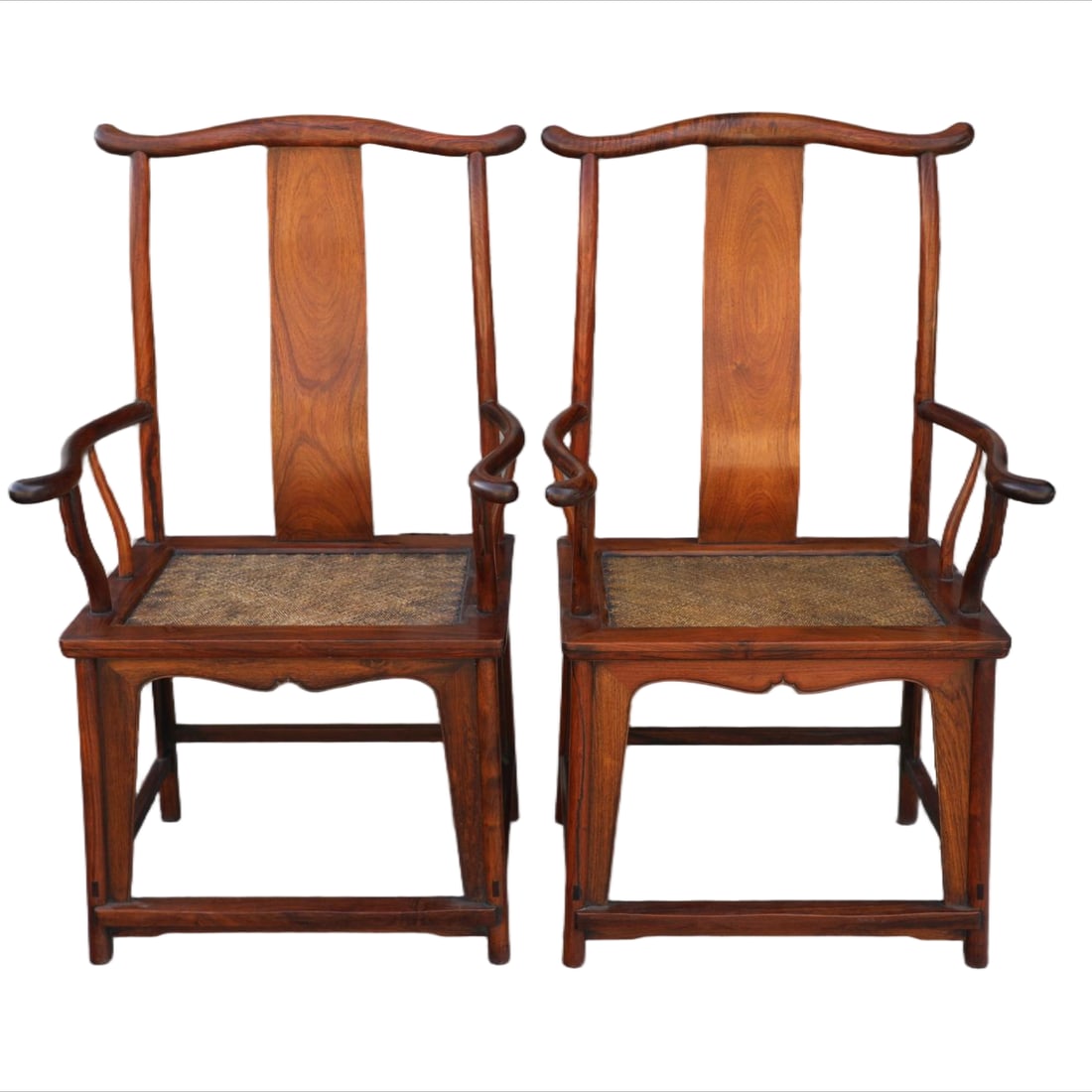 A PAIR OF HUANGHUALI FOUR-PROTRUDING OFFICIAL HATS CHAIRS WITH MAT SURFACE (1 of 6)