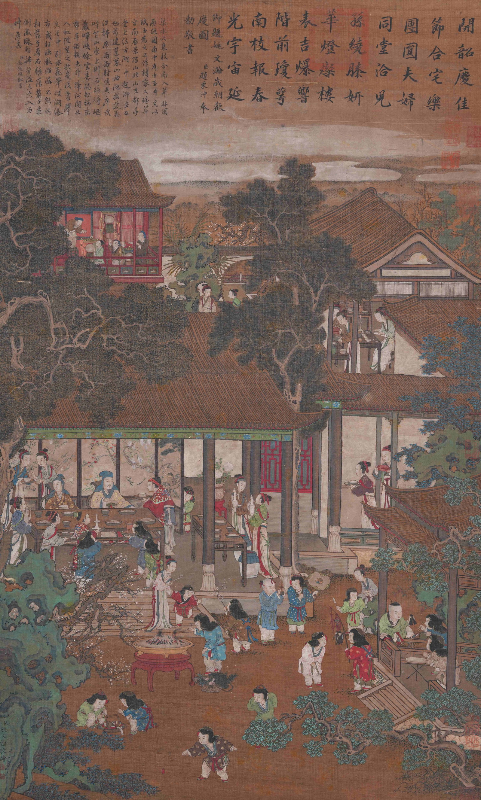 A FIGURE STORY PAINTING ON SILK BY YAO WENHAN.姚文瀚: Figure Story Painting on Silk by Yao Wenhan.姚文瀚