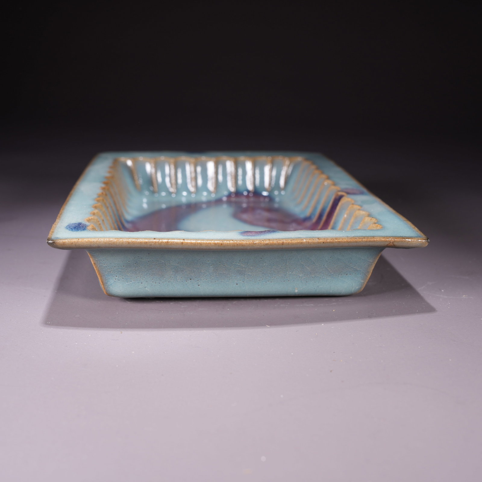 A JUN WARE SQUARE WASHER WITH EVERTED RIM - 2