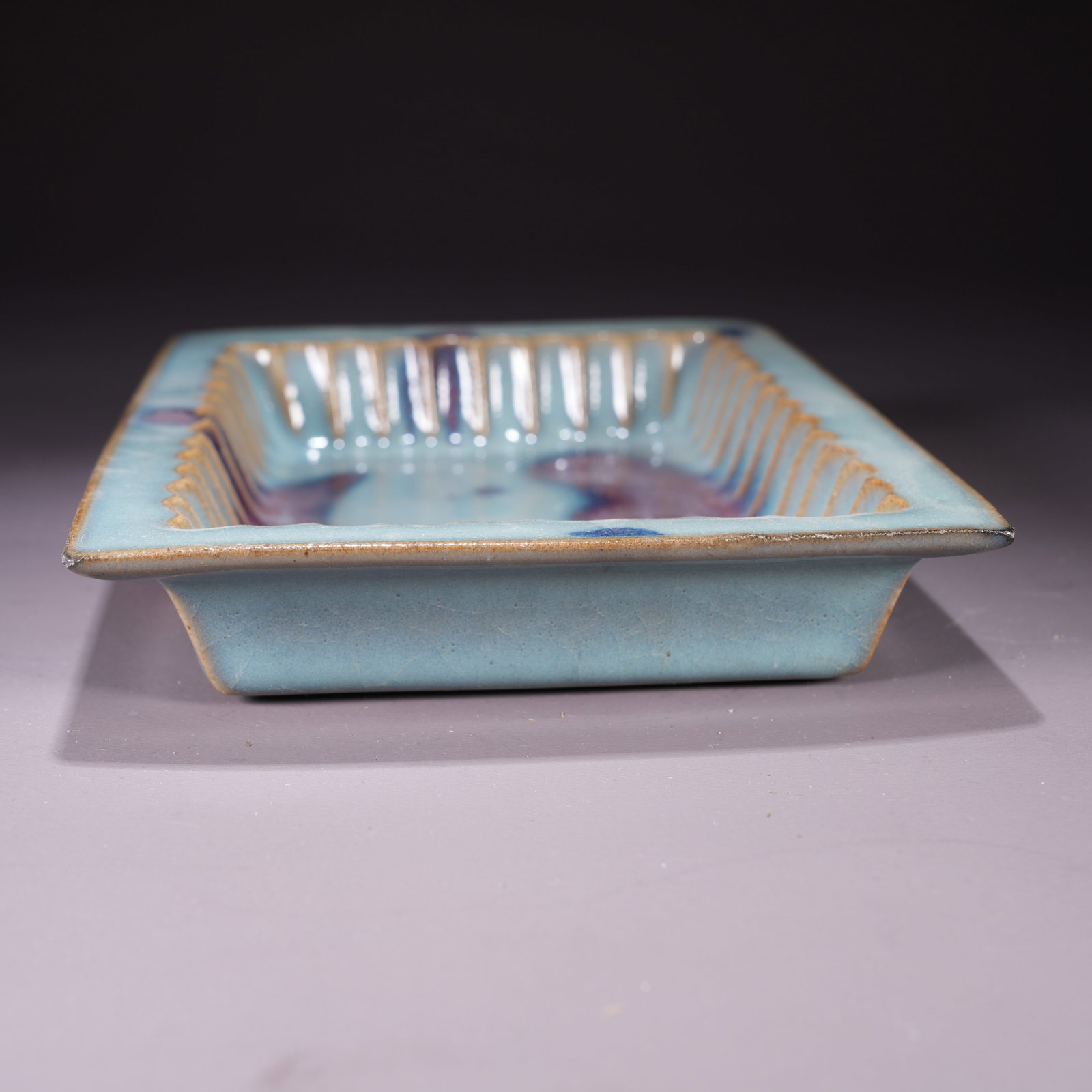 A JUN WARE SQUARE WASHER WITH EVERTED RIM - 4