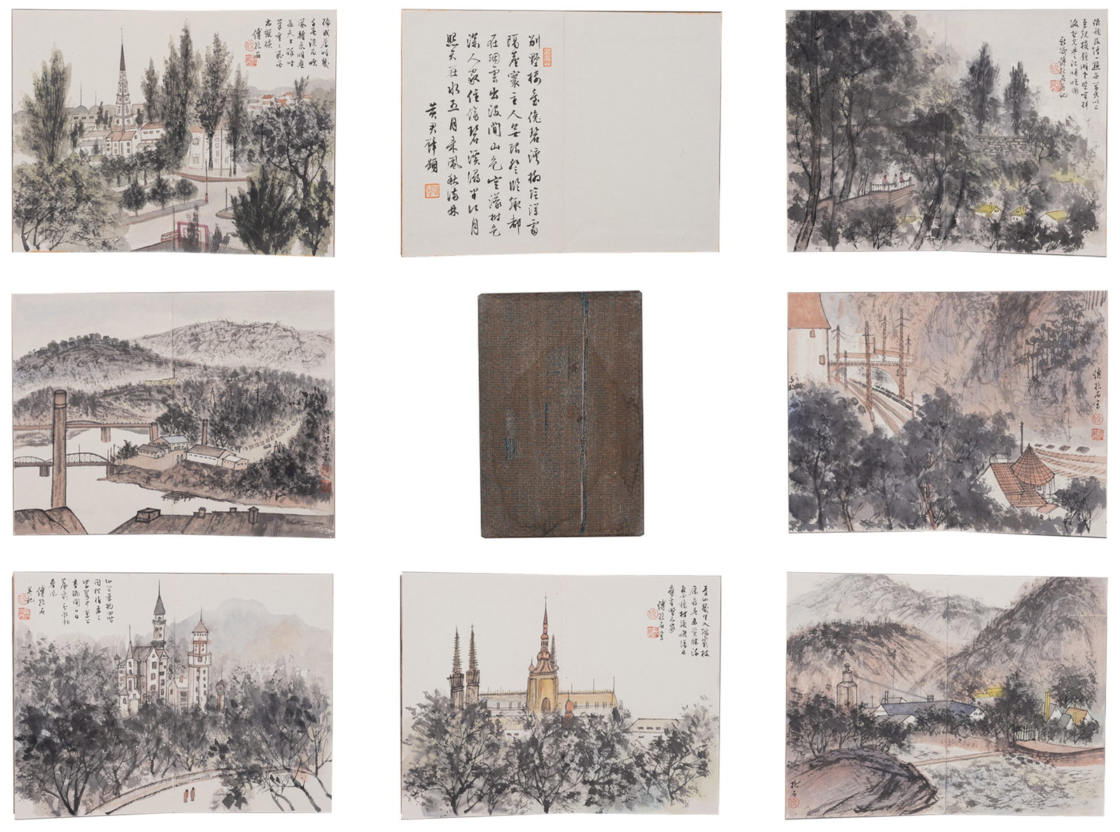 A LANDSCAPE PAINTING ALBUM LEAF ON PAPER.傅抱石: Landscape Painting Album Leaf on Paper.傅抱石