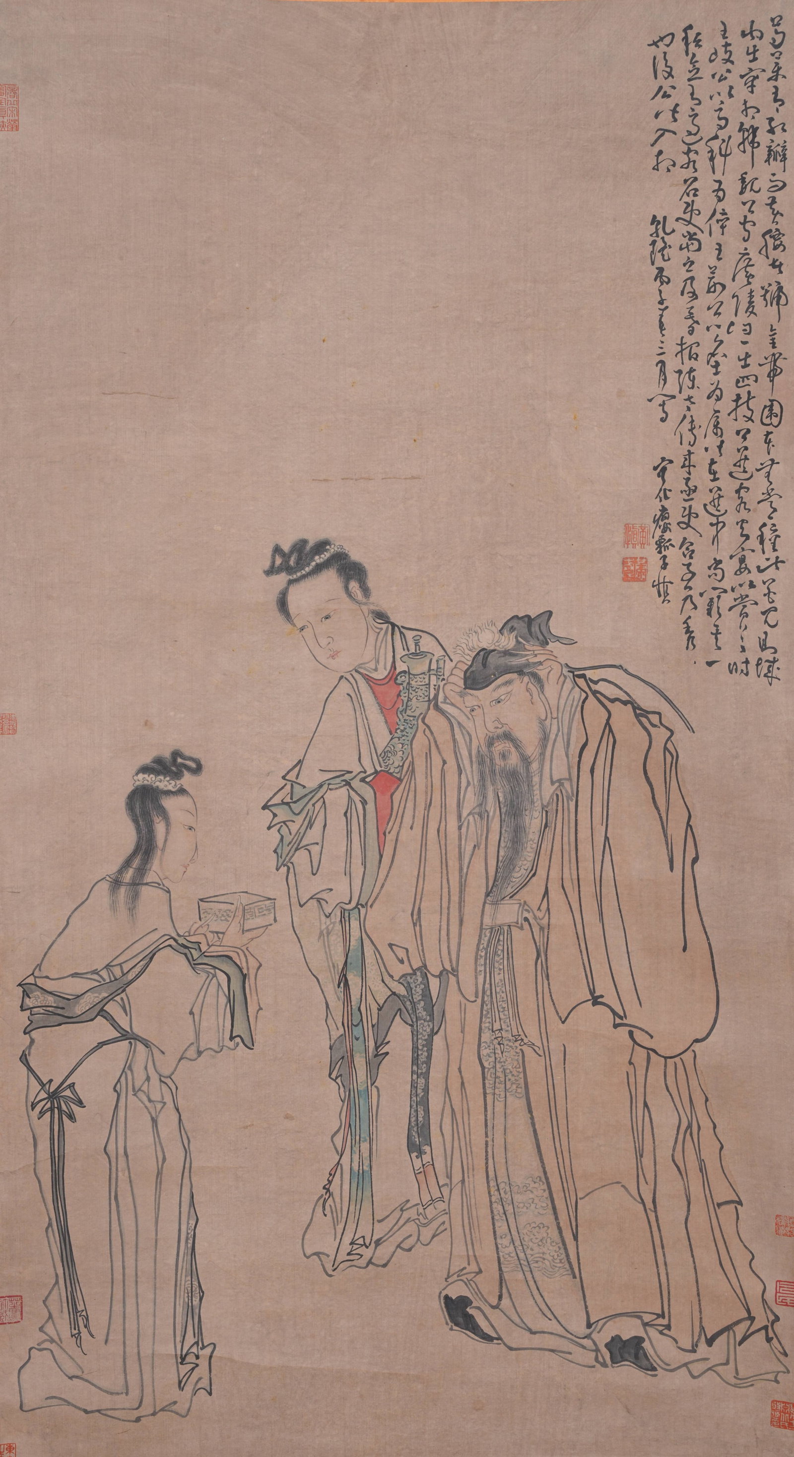 A FIGURE PAINTING ON PAPER BY HUANG SHEN.黃慎: Figure Painting on Paper by Huang Shen.黃慎