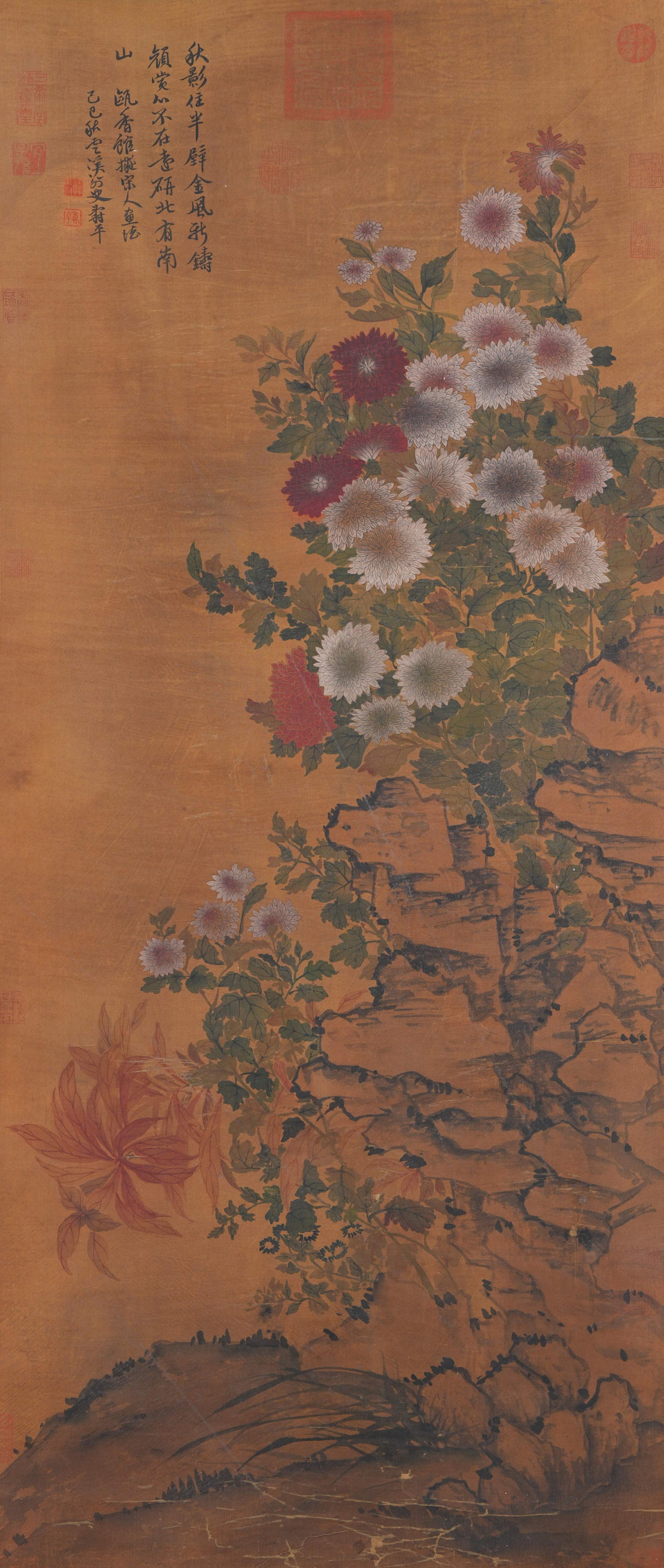 A FLOWER PAINTING ON SILK BY YUN SHOUPING.惲壽平: Flower Painting on Silk by Yun Shouping.惲壽平