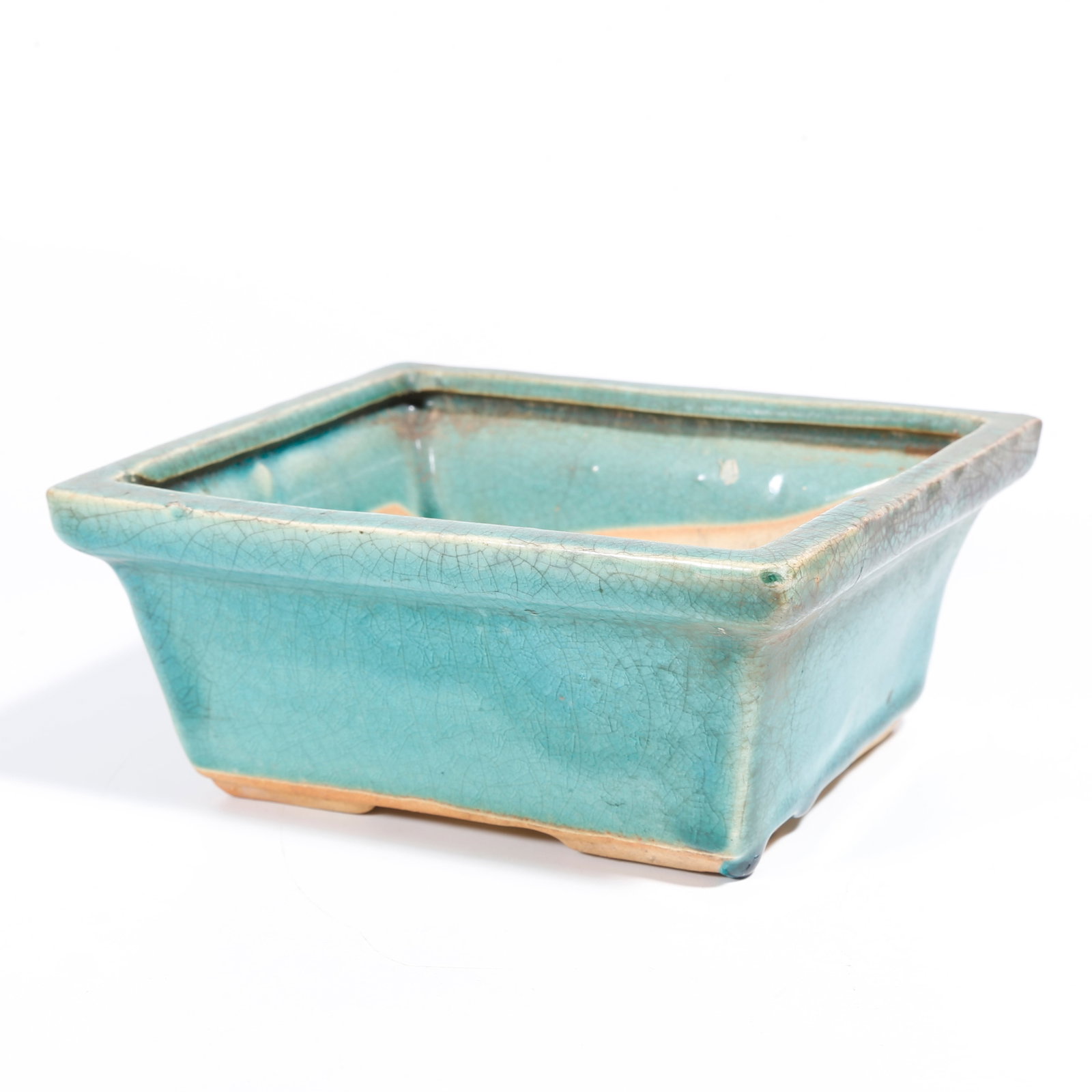 A TURQUOISE GREEN GLAZE FLOWER POT (1 of 9)